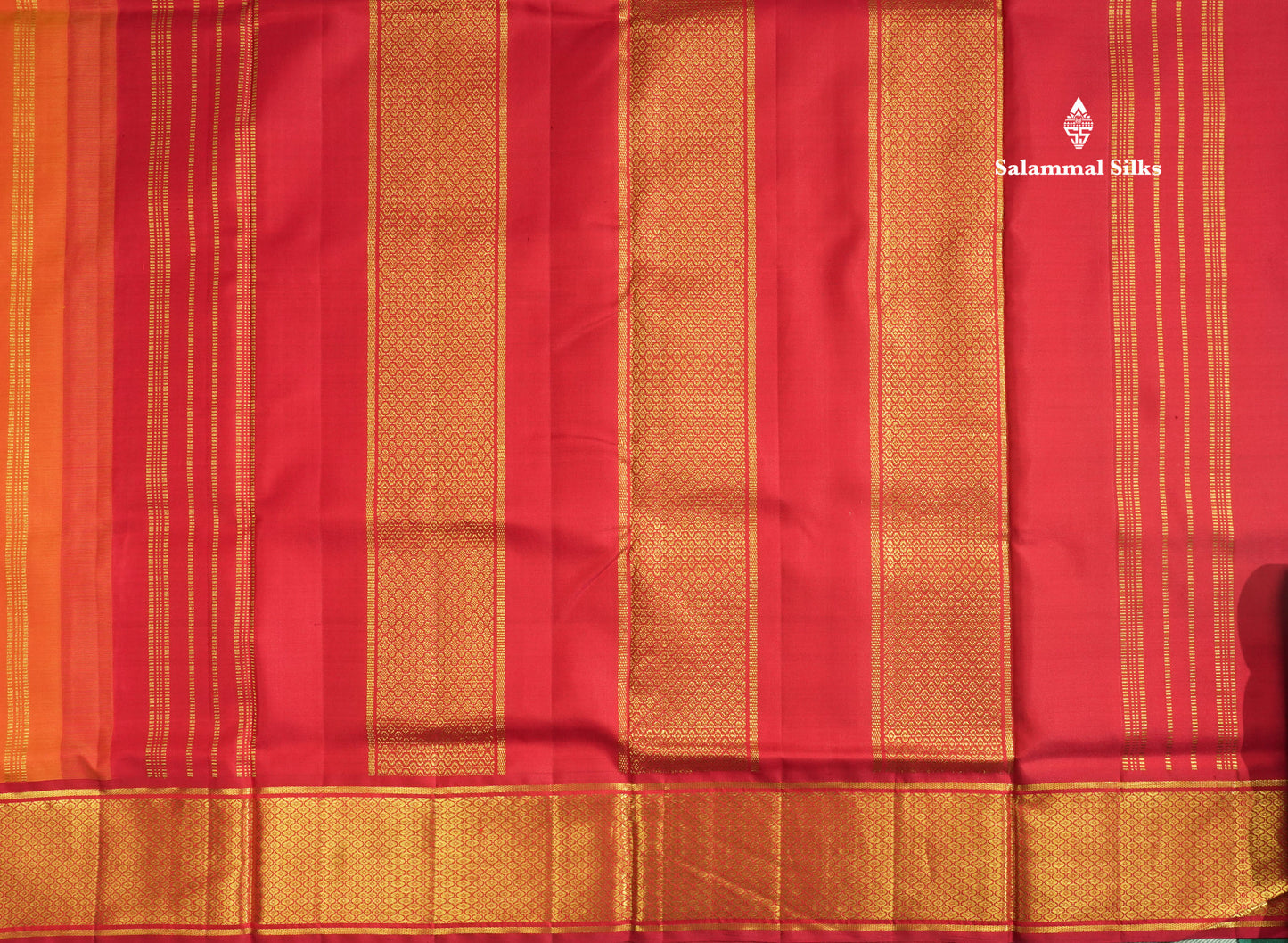 Korvai Beautiful Mango Yellow 10 Yards Pure Silk Saree With (5inch) Maroon Border