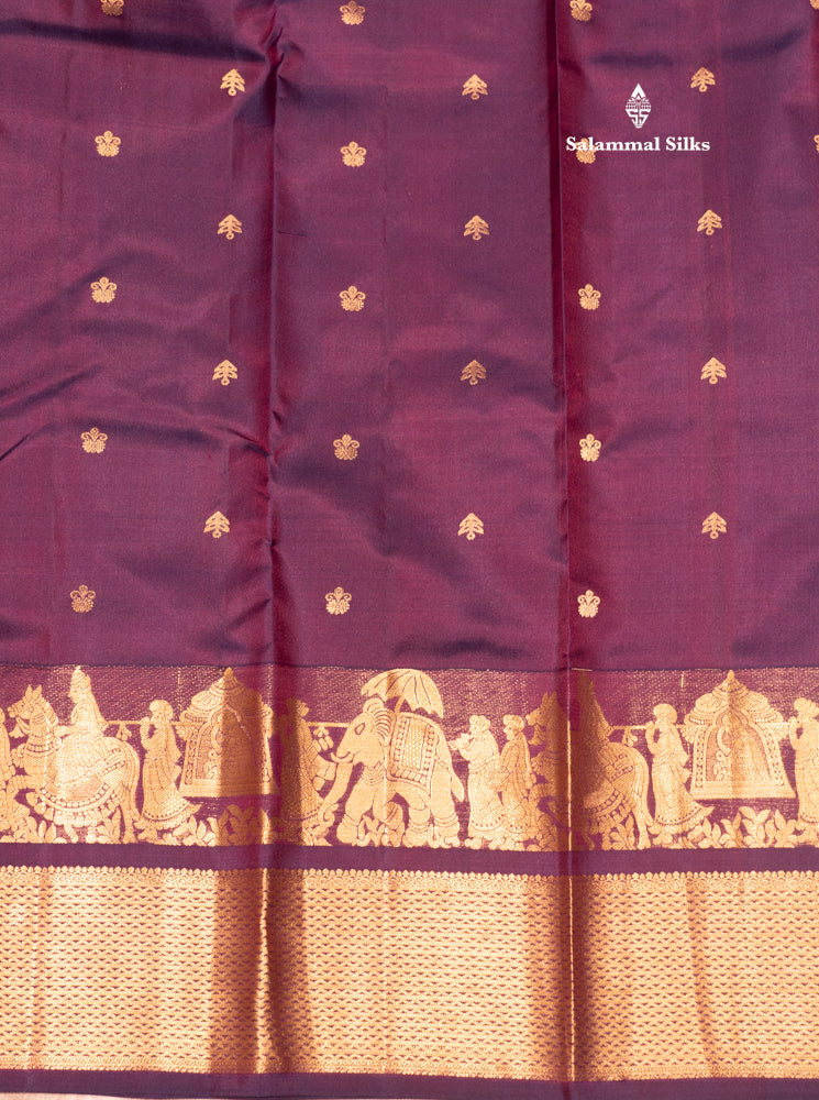Maroon Colour Pure Kanjivaram Silk Saree with Pallakku Border