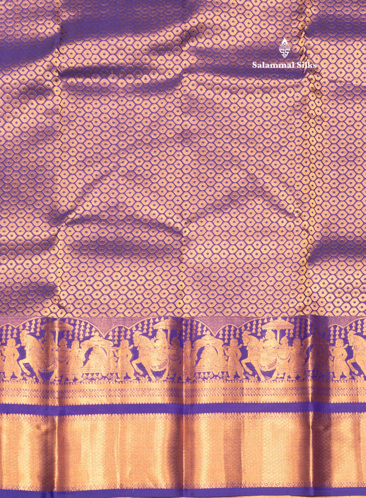 Dual Tone Violet & Green Colour Pure Kanjivaram Silk Saree with Pallakku Border