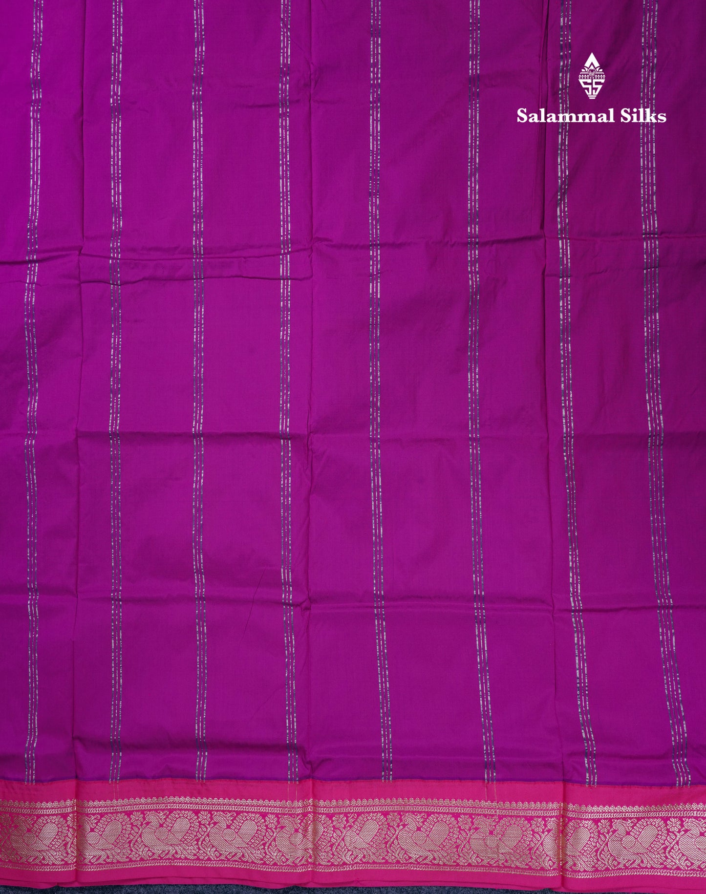 9.5 Yards Semi Silk Saree Peacock Blue with Contrast Pink Traditional Border