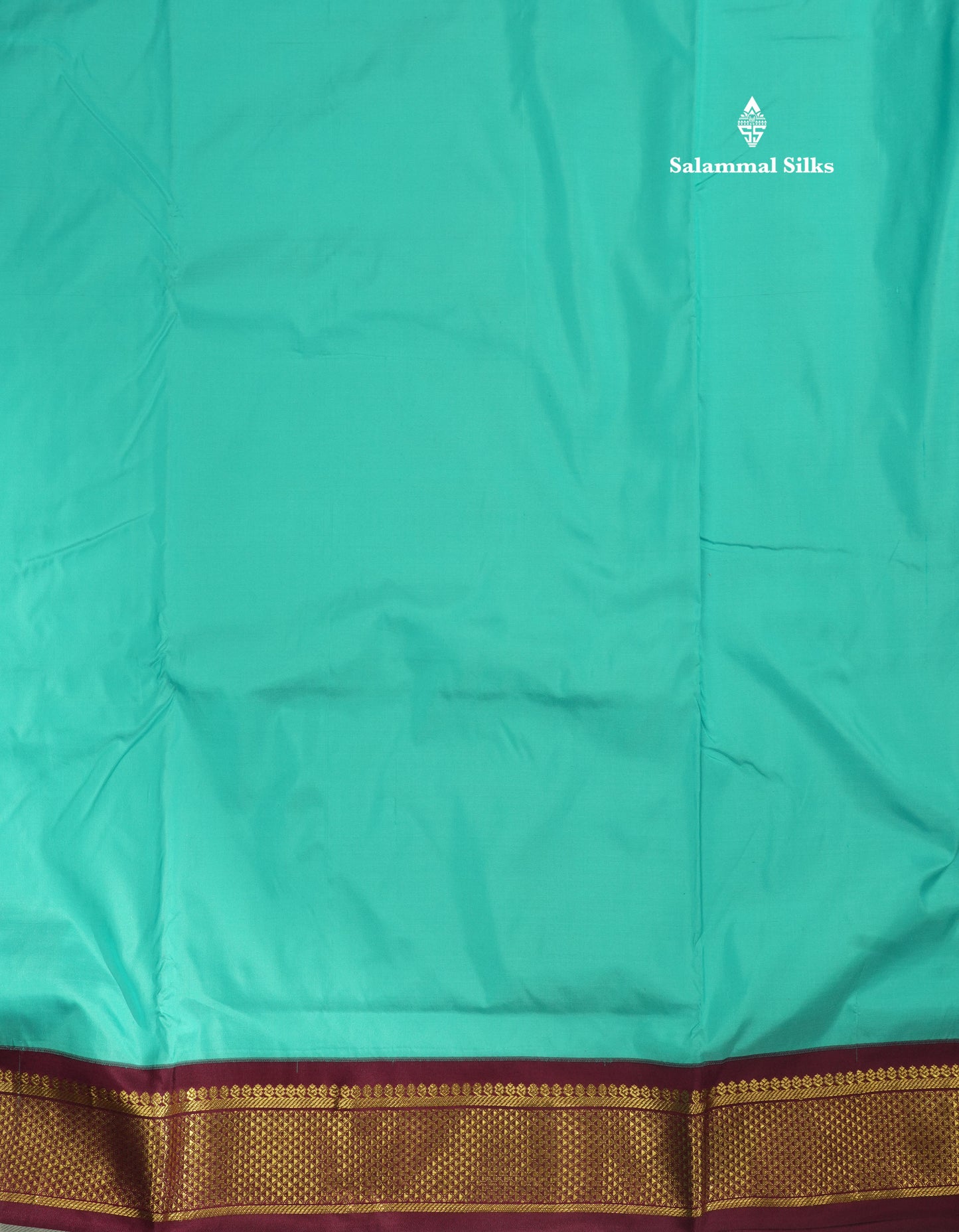 Kanjivaram Beautiful Light Ramar Blue 9Yards Pure Silk Saree With (3.5inch) MagentaBorder