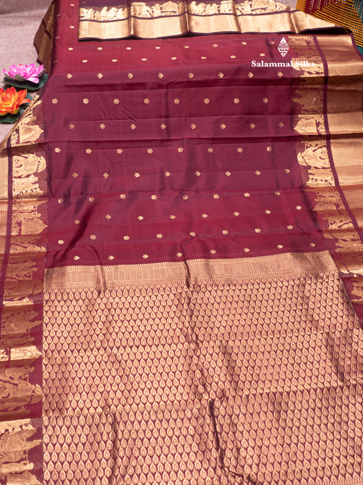 Maroon Colour Pure Kanjivaram Silk Saree with Pallakku Border