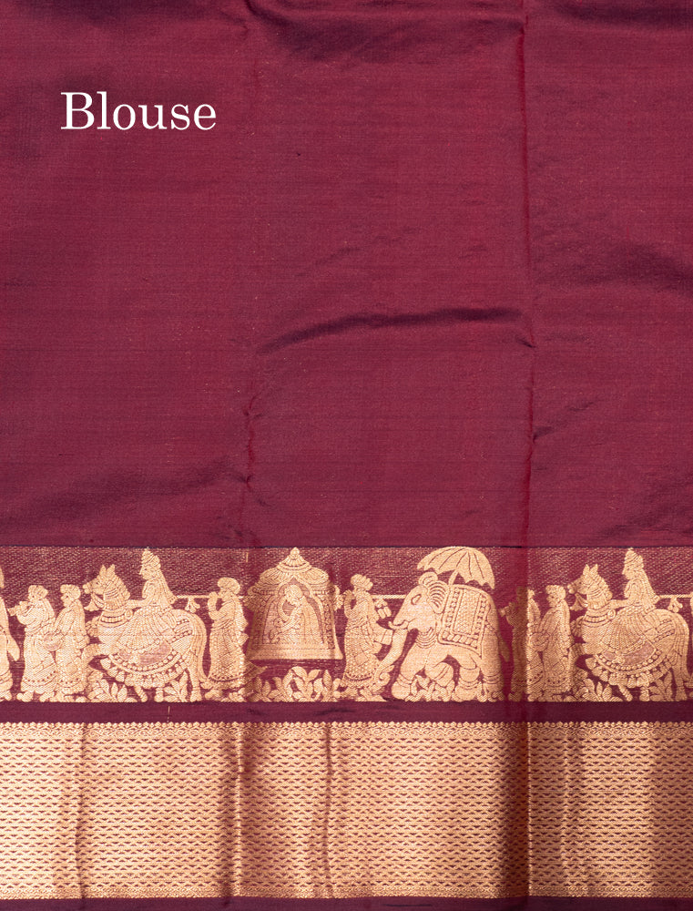 Maroon Colour Pure Kanjivaram Silk Saree with Pallakku Border