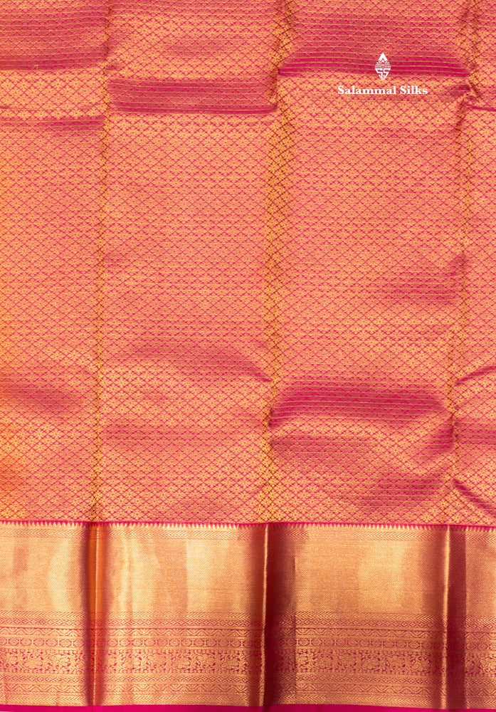 Mustard Yellow Colour Small Zari Checks Pure Kanjivaram Silk Saree With Pink Border