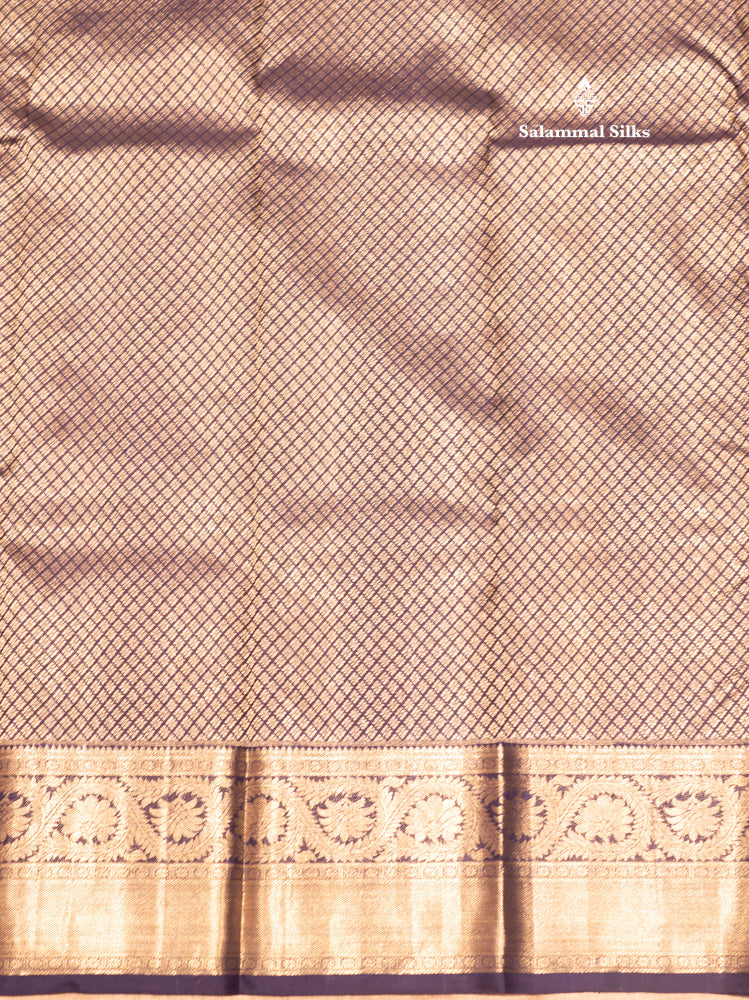 Navy Blue Colour Pure Kanjivaram Silk Saree With Gold Zari Border