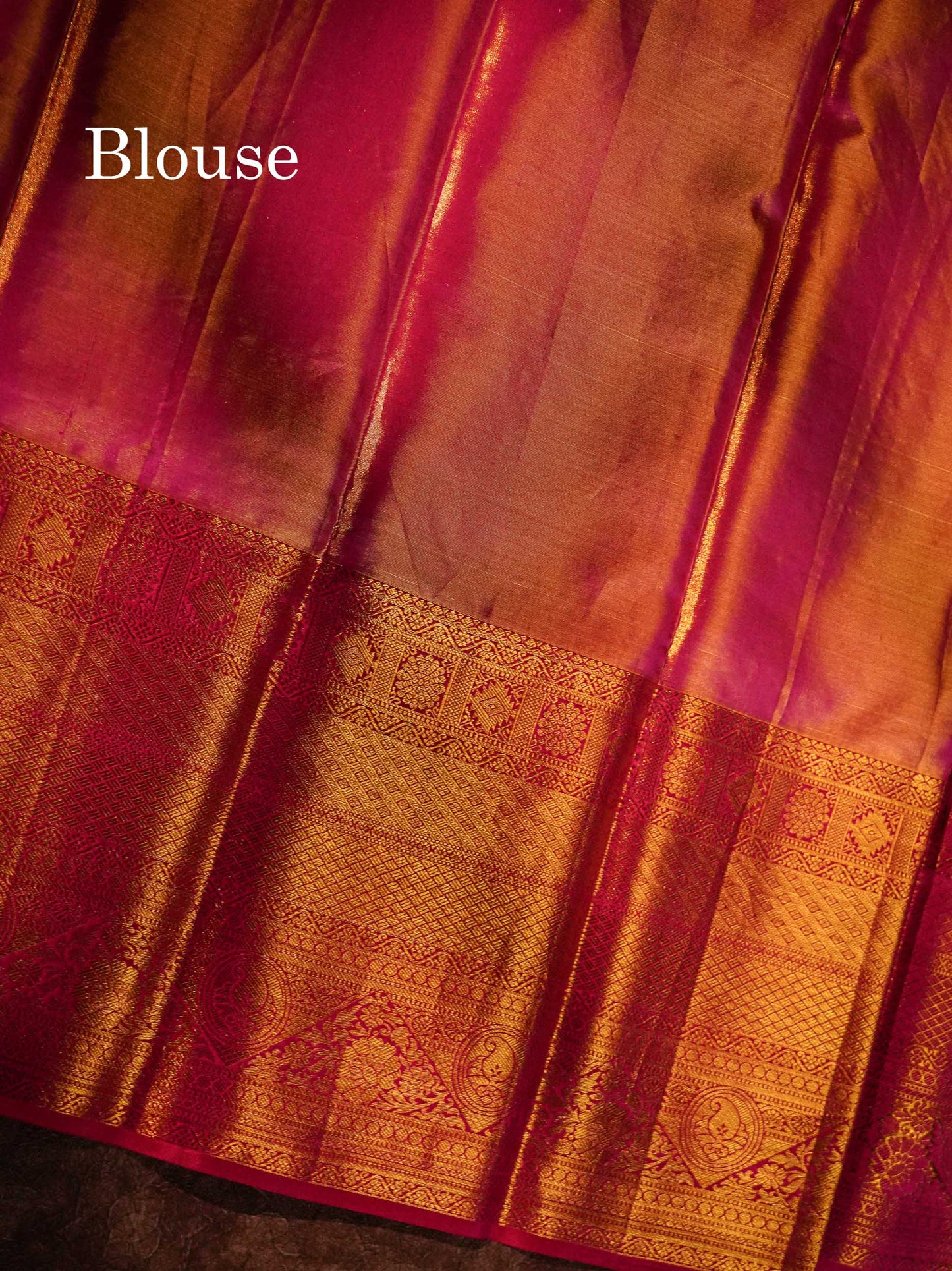 Sandal Tissue Bridal Pure Kanjivaram Silk Saree With Contrast Pink Traditional Evening Morning Border