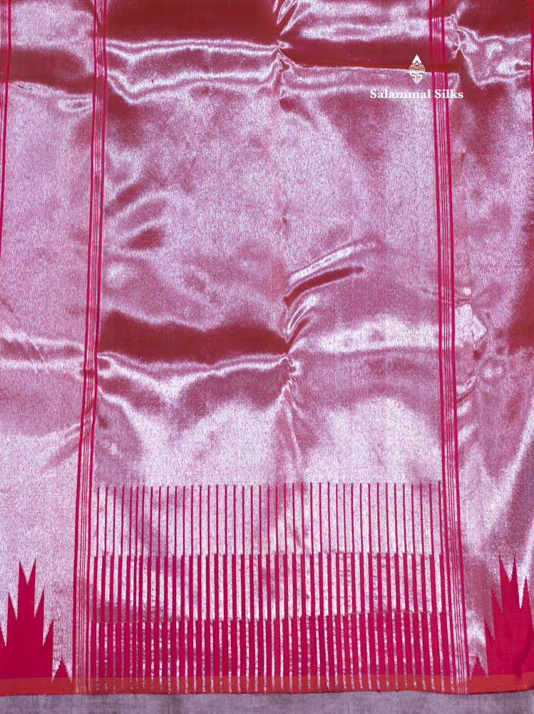 Pinkish Orange Colour 8Kol Pure Kanjivaram Silk Saree With Fancy Border