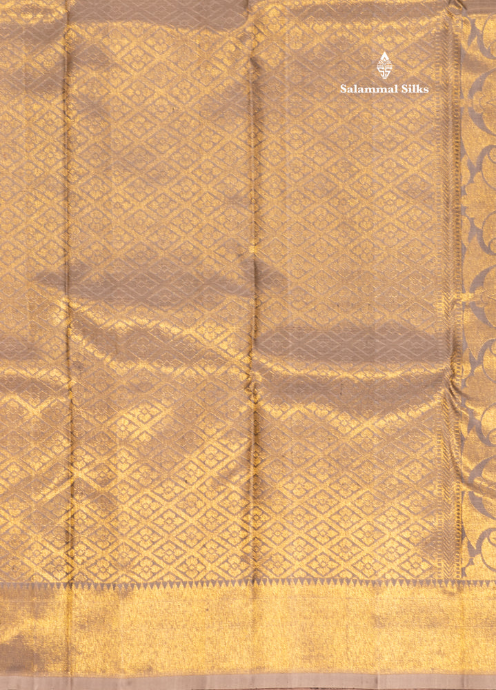 Fancy half white Pure Kanjivaram Silk Saree With Gold Zari Border