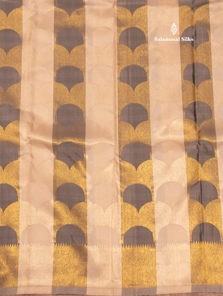 Fancy half white Pure Kanjivaram Silk Saree With Gold Zari Border