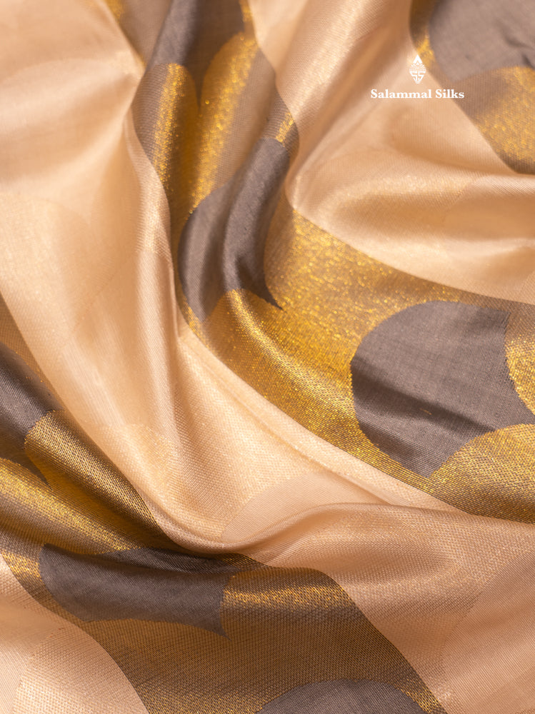 Fancy half white Pure Kanjivaram Silk Saree With Gold Zari Border