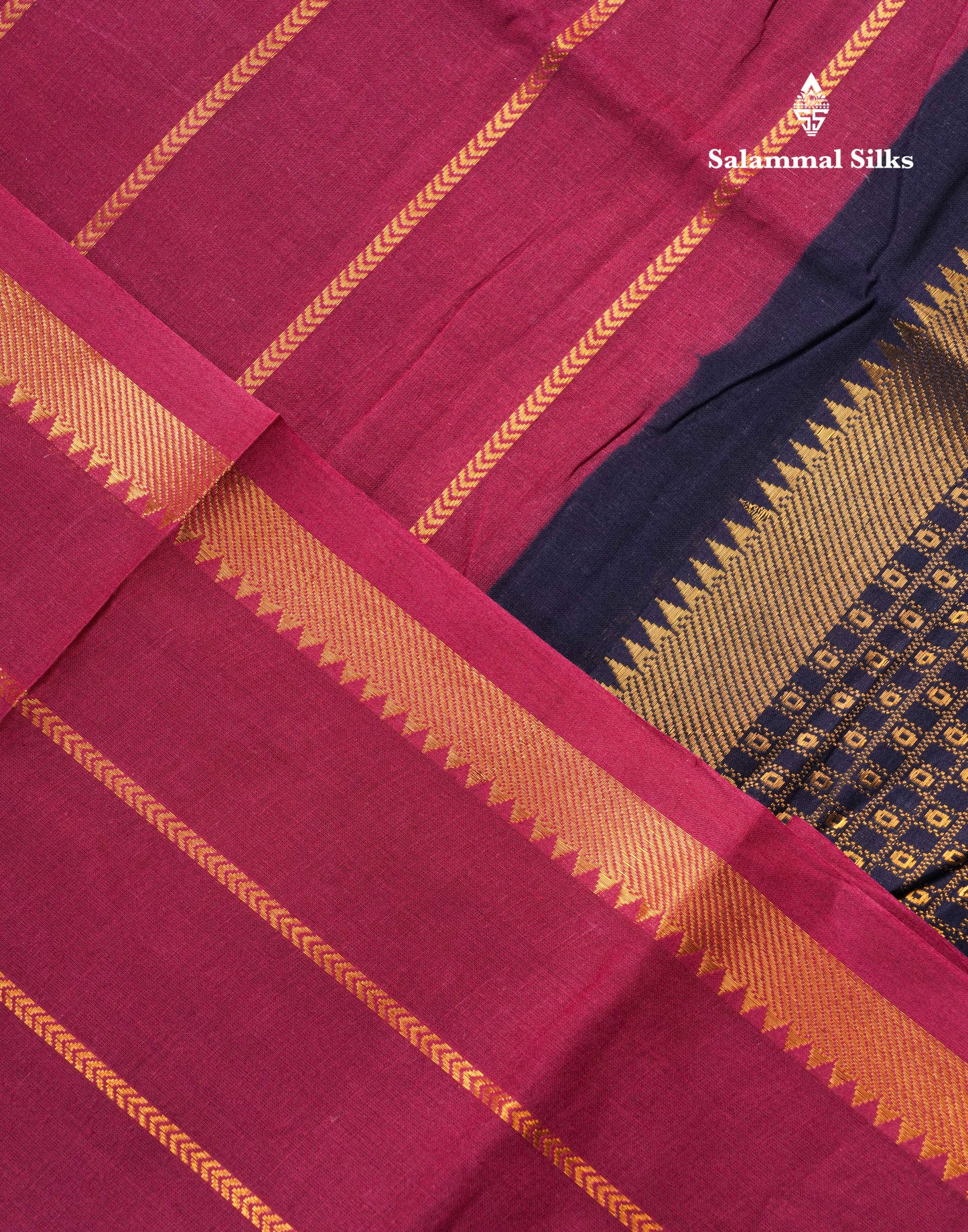 Beautiful Dark Purple Pure Sungudi Cotton Saree With Contrast Sandal Long Border