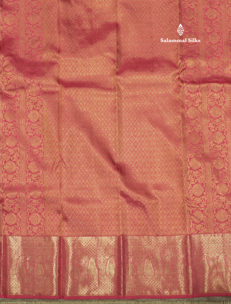 Pink Colour Pure Kanjivaram Silk Saree With Gold Zari Border