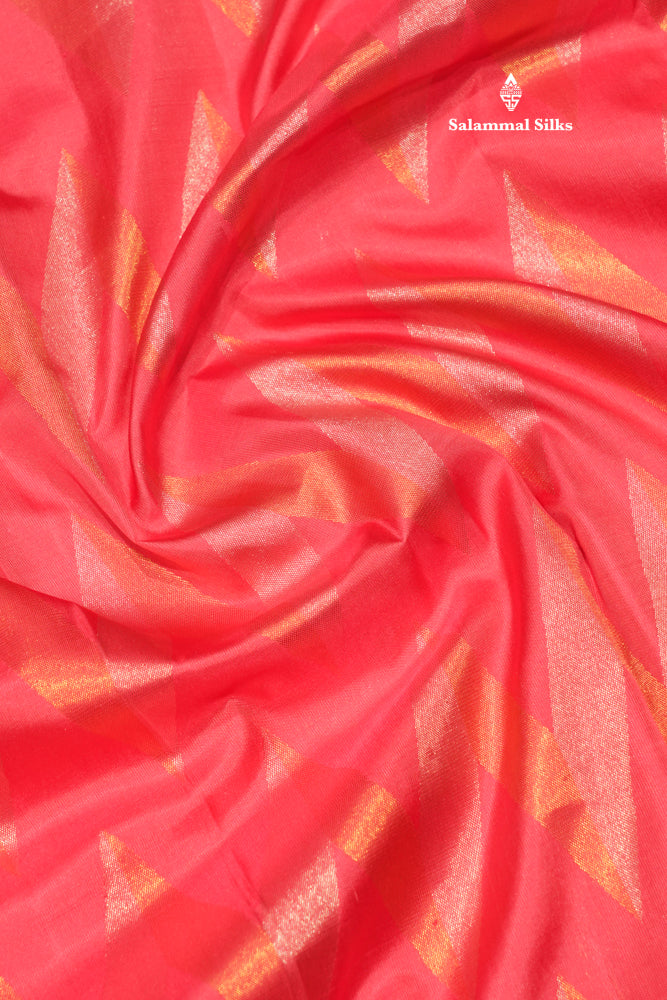 Pink Colour Pure Kanjivaram Silk Saree With Gold Zari Border