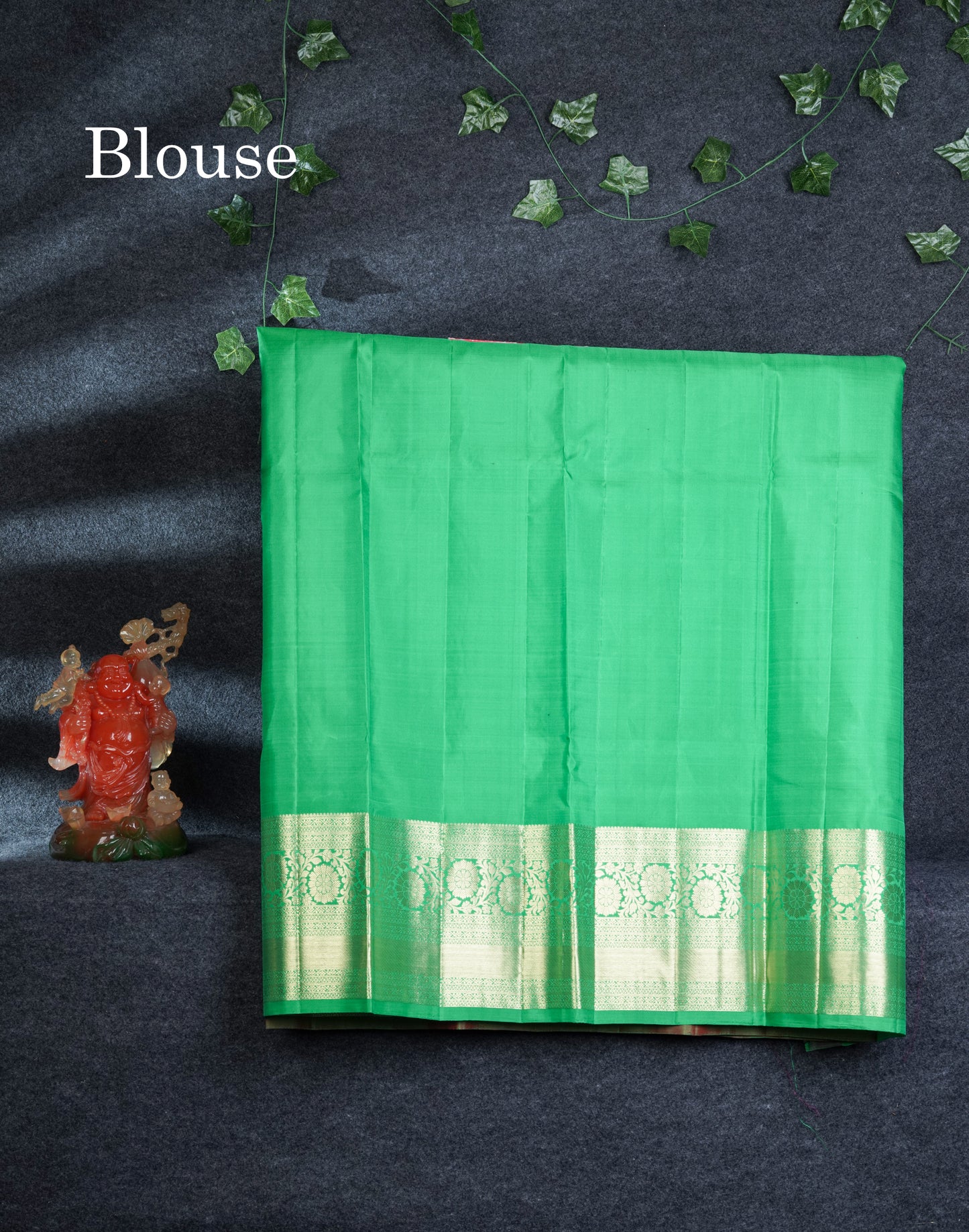 Pure Silk Pattu Pavadai (Dual Tone Violet) With Contrast Green Blouse 44.5"