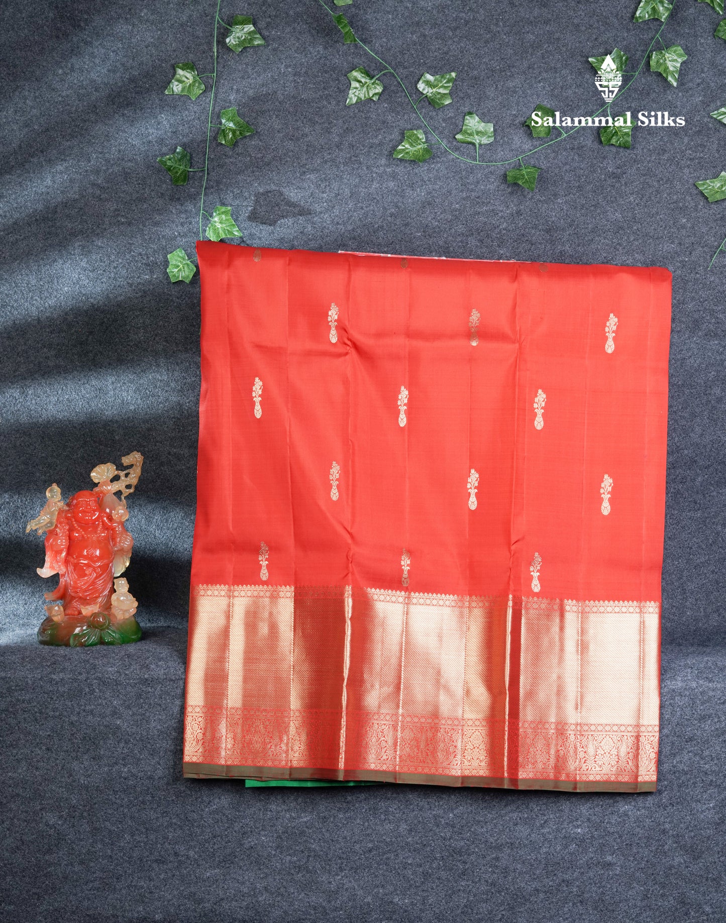 Pure Silk Pattu Pavadai (Chilly Red) With Contrast Bottle Green Blouse 45"