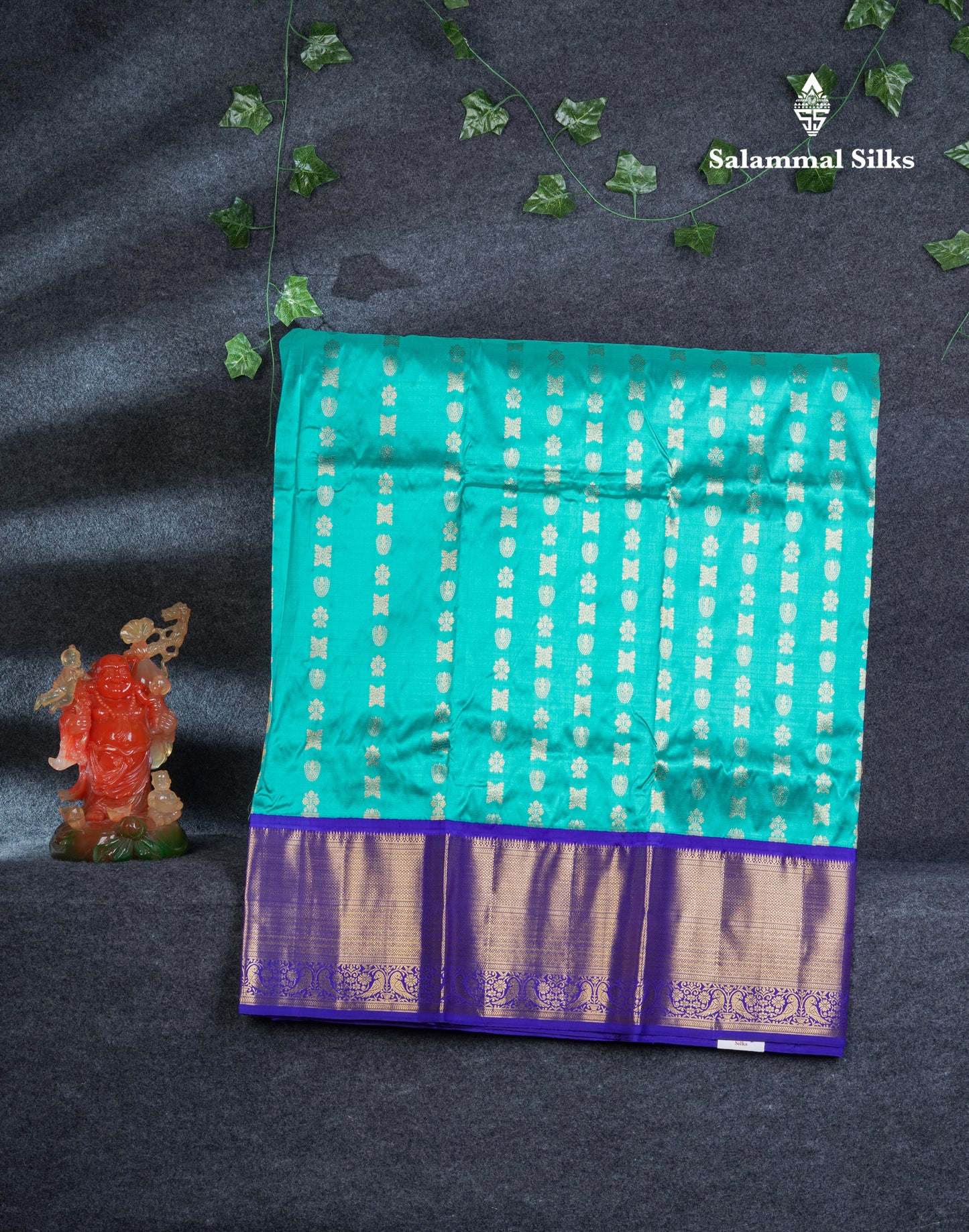 Pure Silk Pattu Pavadai (Sapphire Blue) With Contrast Violet Blouse 45"