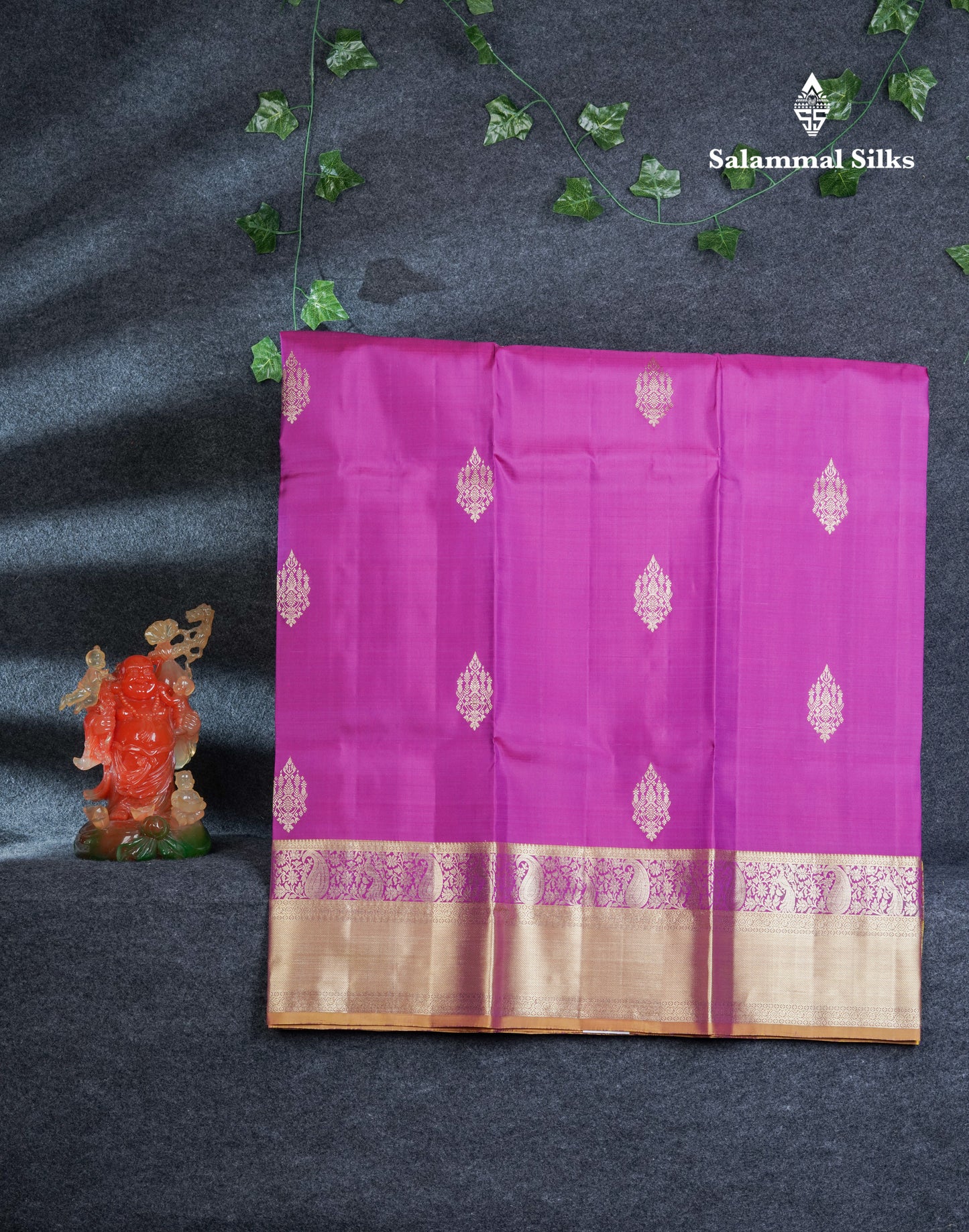 Pure Silk Pattu Pavadai (Dark Purple) With Contrast Olive Mustard Yellow Blouse 45"