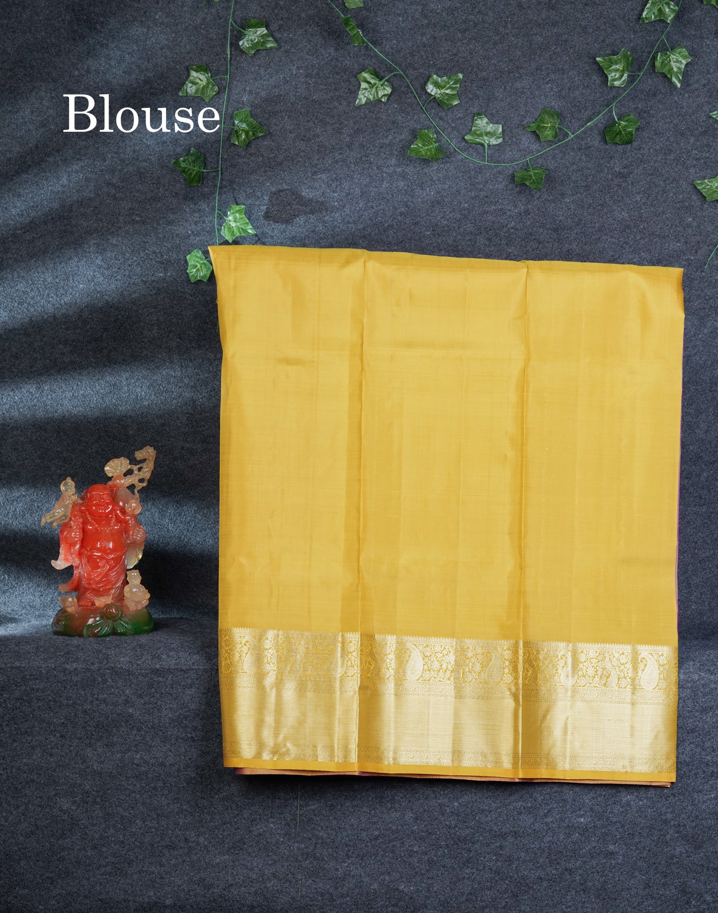 Pure Silk Pattu Pavadai (Dark Purple) With Contrast Olive Mustard Yellow Blouse 45"