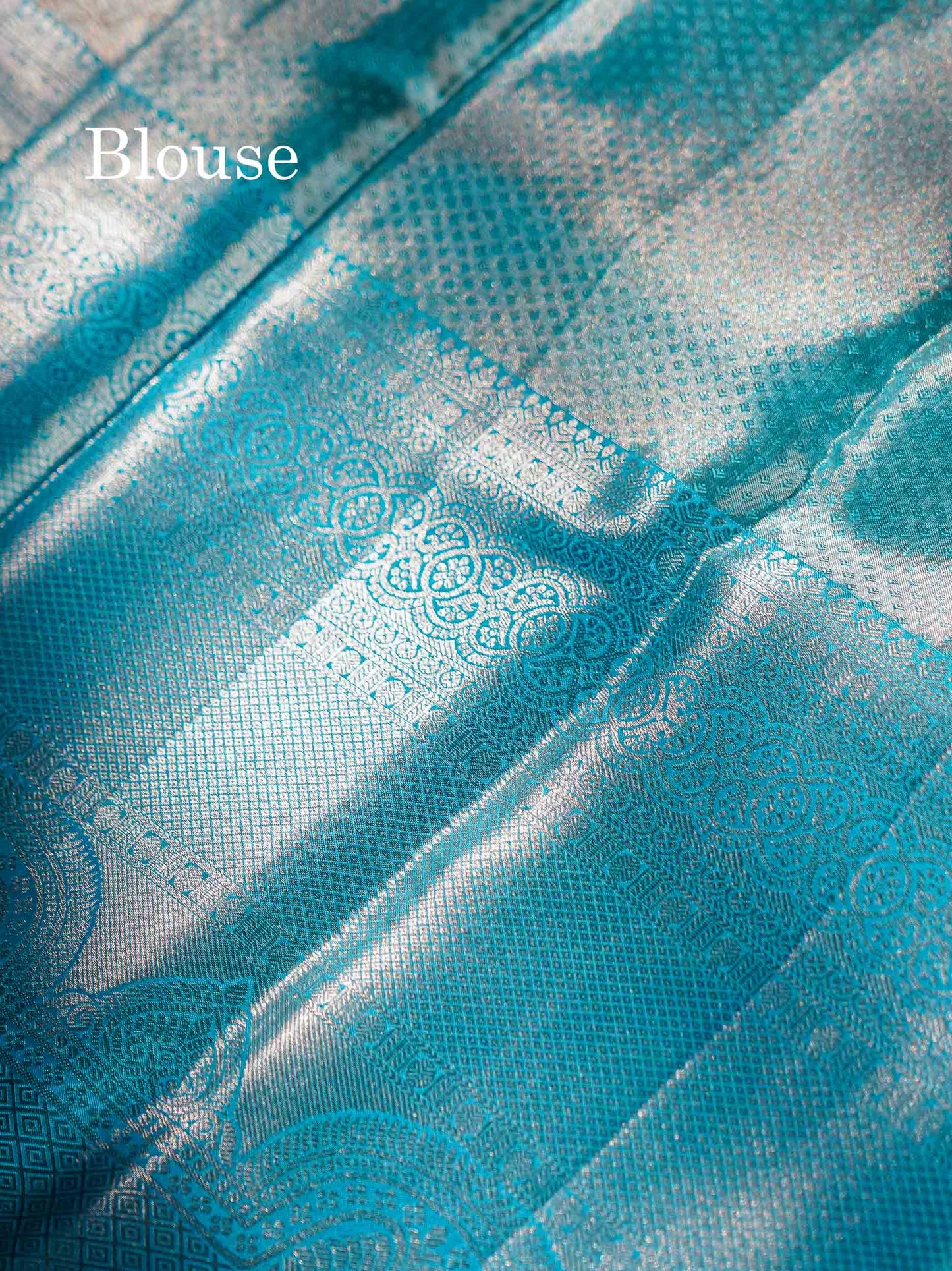Beautiful Silver Tissue Bridal Pure Kanjivaram Silk Saree With Ccontrast Sky Blue Traditional Evening Morning Border