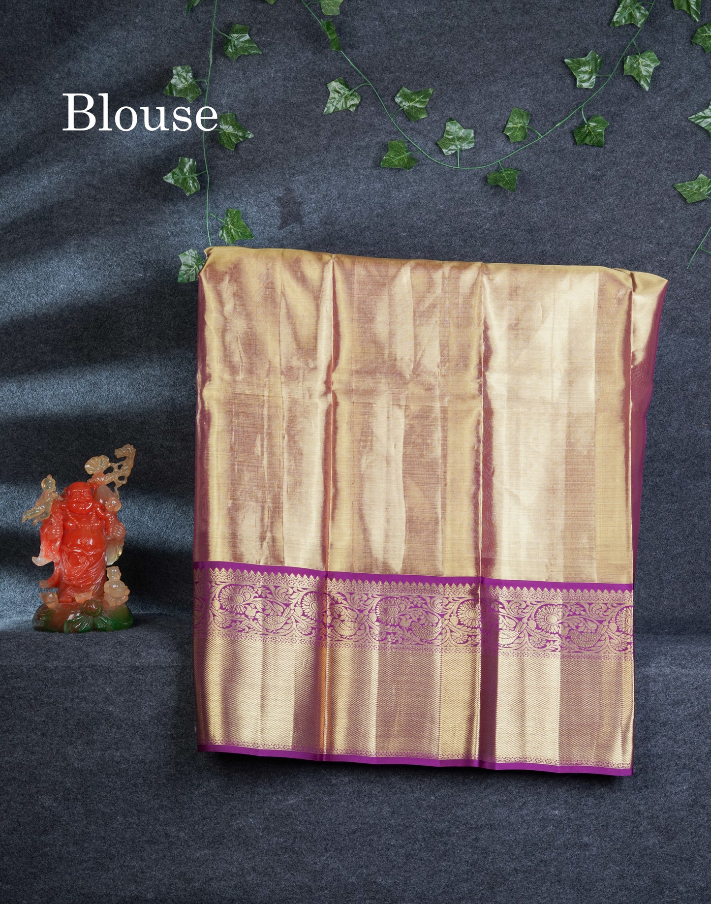 Pure Silk Pattu Pavadai Tissue (Gold) With Contrast Purple Blouse 45"