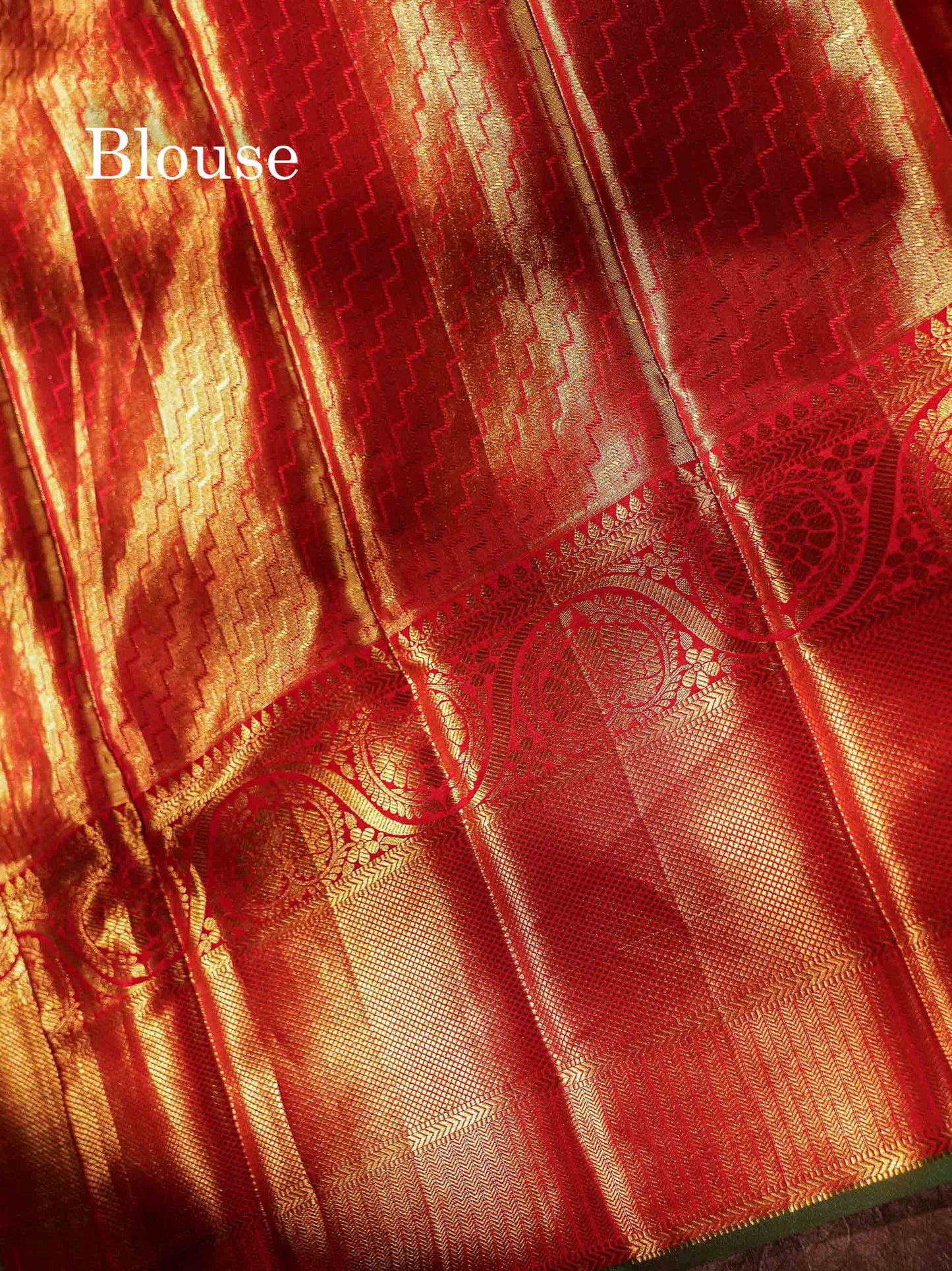 Beautiful Rexona Green Tissue Pure Kanjivaram Silk Saree With Contrast Red Border