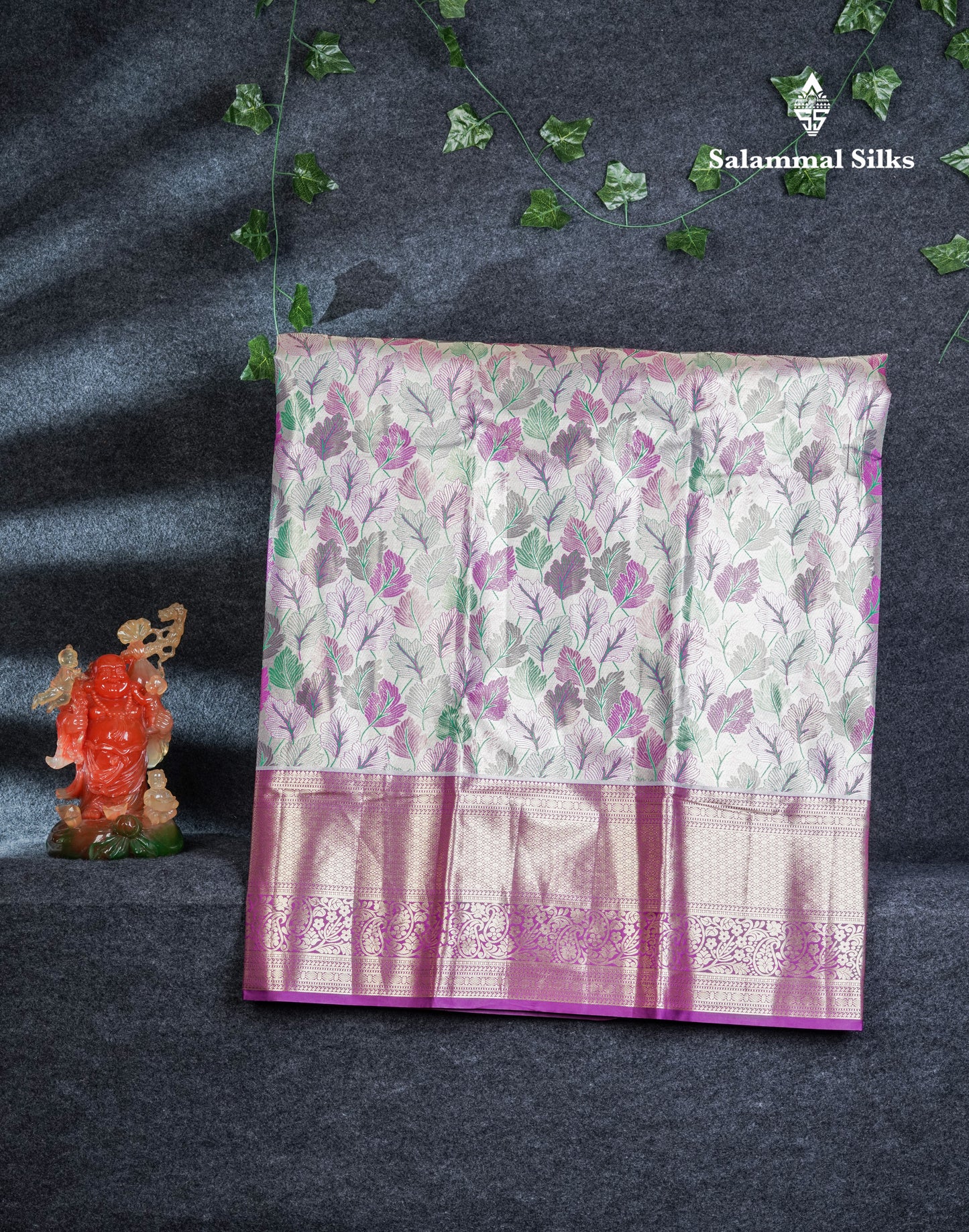 Semi Silk Pattu Pavadai Tissue (Gold) With Contrast Magenta Pink Blouse 45"