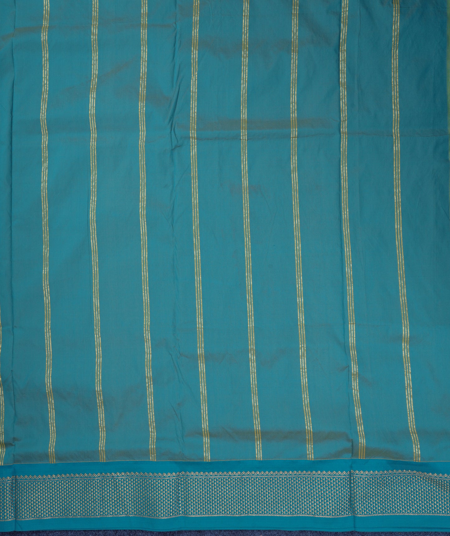 11 Yards Semi Silk Saree Rexona Green with Contrast Sapphire Green Traditional Border