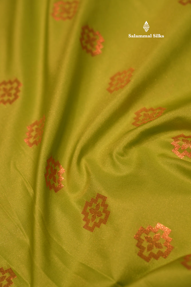 Bottle Green Colour Semi Silk Saree With Copper Zari Border