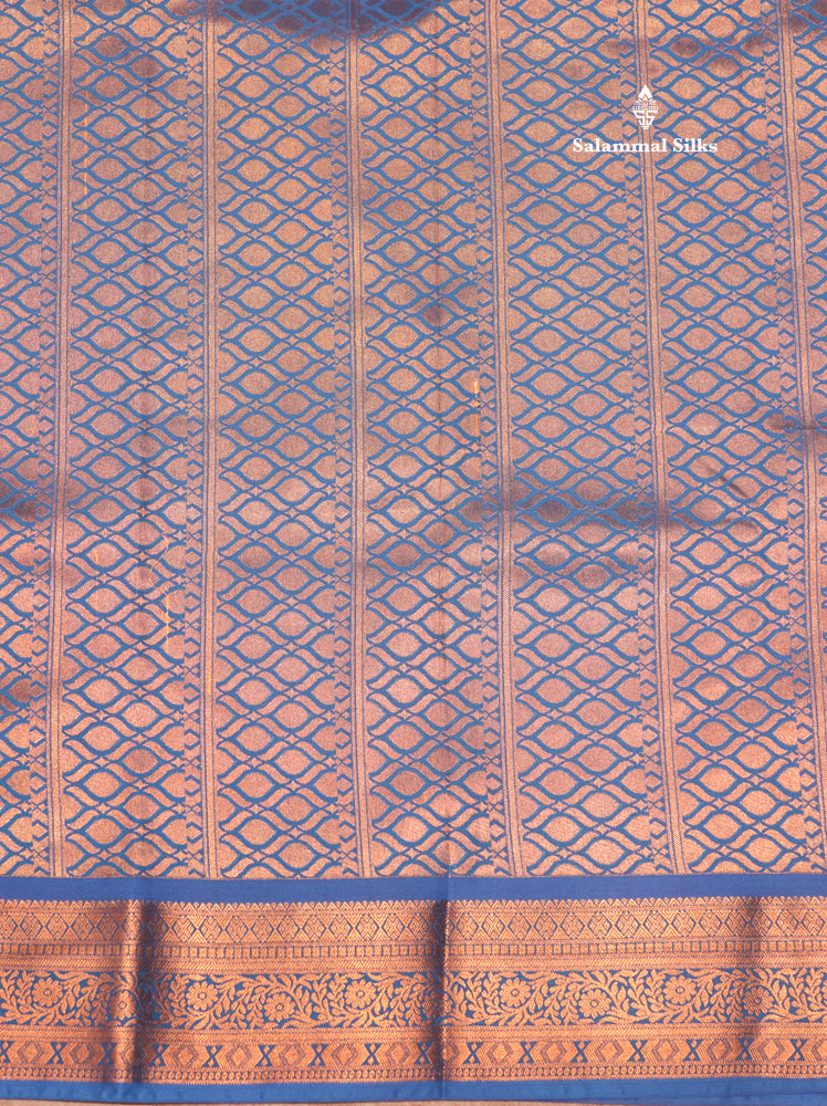 Bottle Green Colour Semi Silk Saree With Copper Zari Border