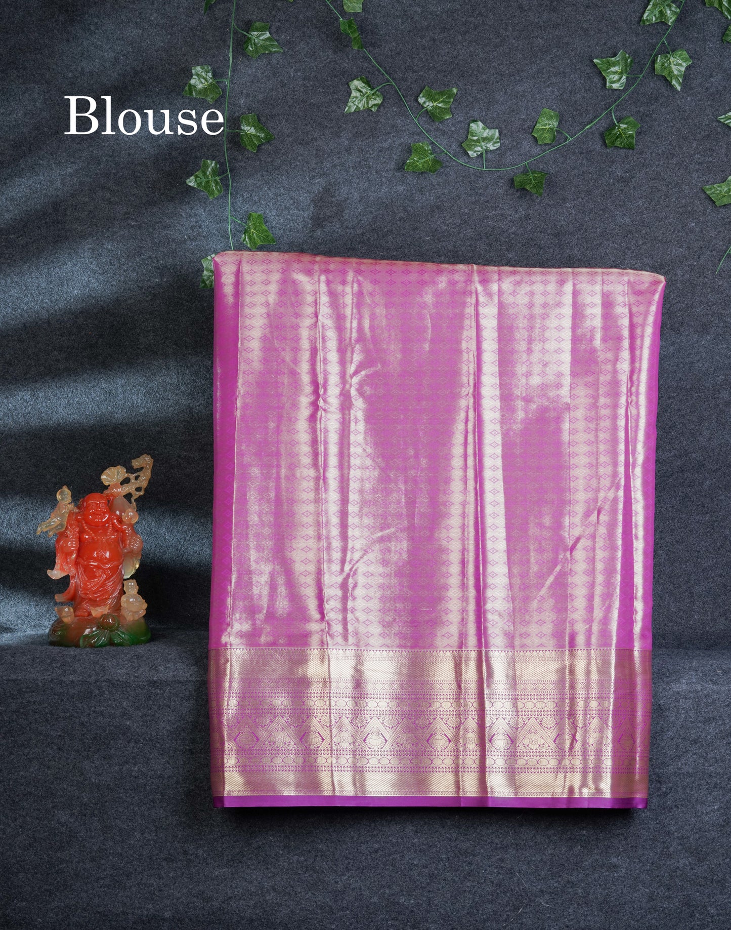 Semi Silk Pattu Pavadai Tissue (Sea Green) With Contrast Dark Purple Blouse 45"