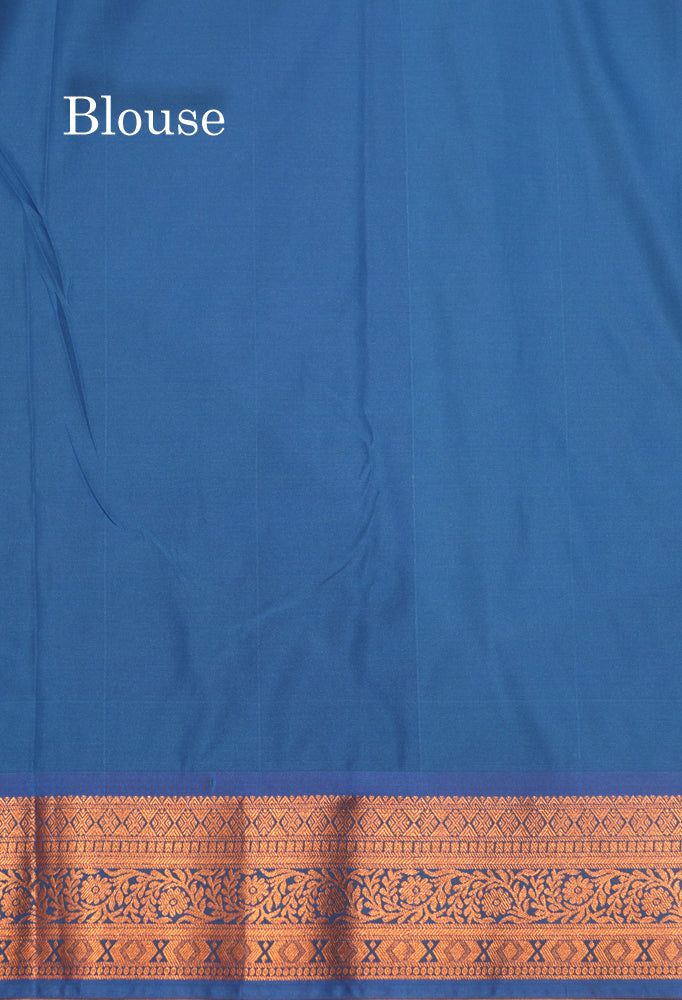 Bottle Green Colour Semi Silk Saree With Copper Zari Border