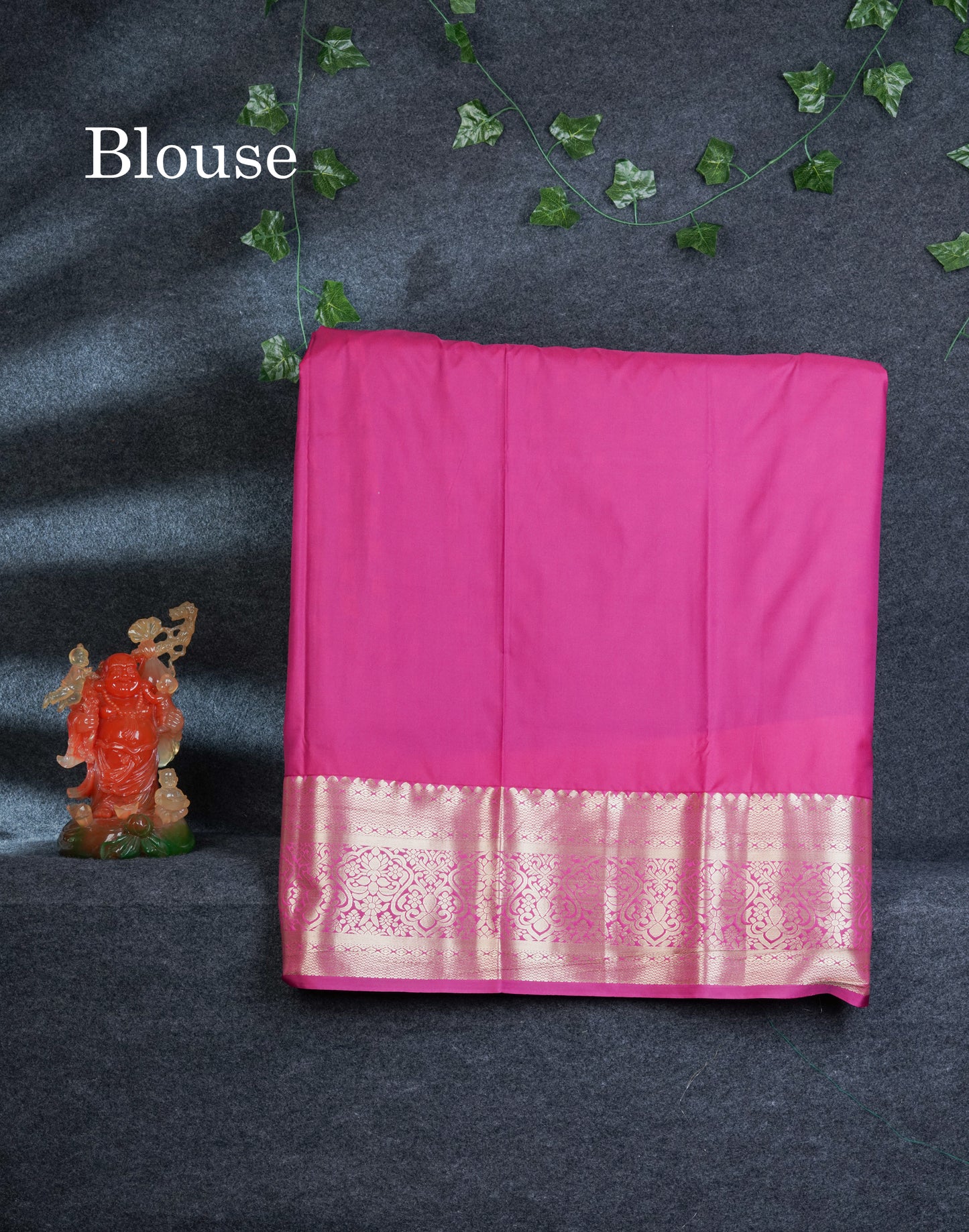 Semi Silk Pattu Pavadai (Bottle Green) With Contrast Magenta Pink Blouse 44"