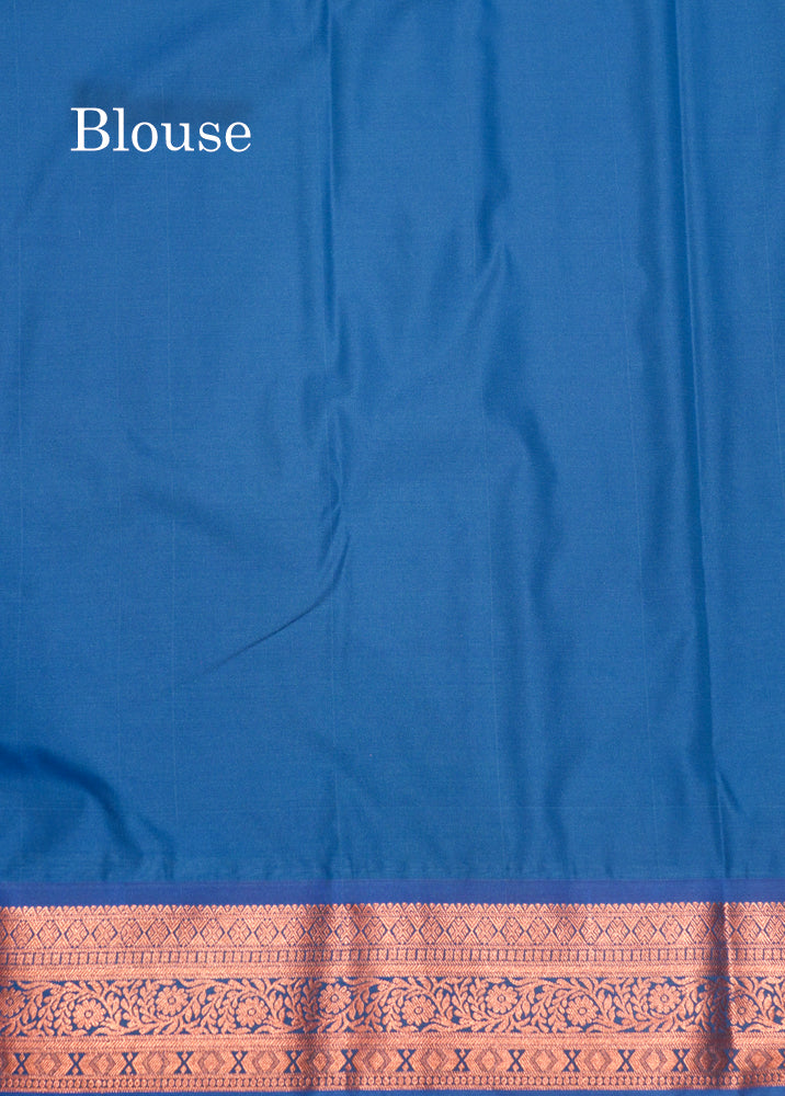 Bottle Green Colour Semi Silk Saree With Copper Zari Border