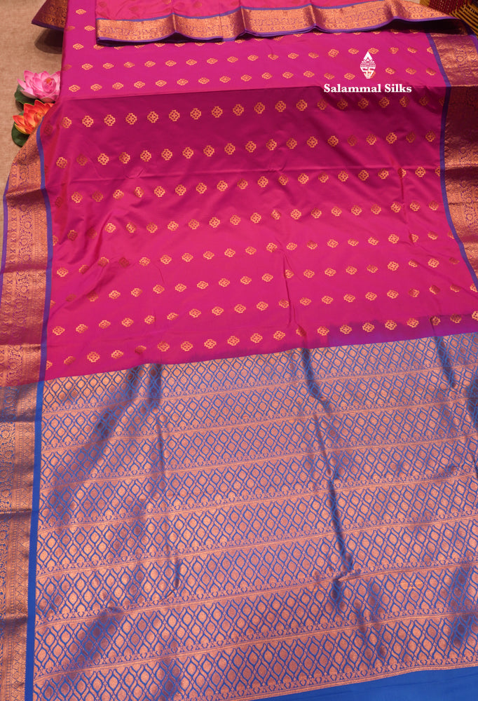 Bottle Green Colour Semi Silk Saree With Copper Zari Border