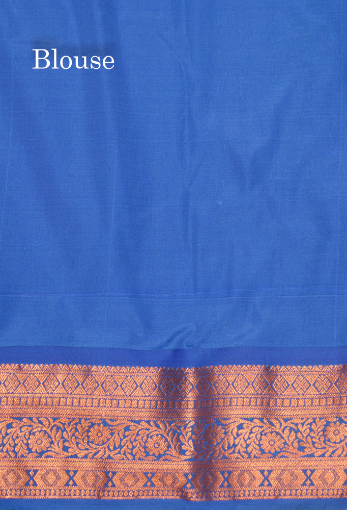 Bottle Green Colour Semi Silk Saree With Copper Zari Border