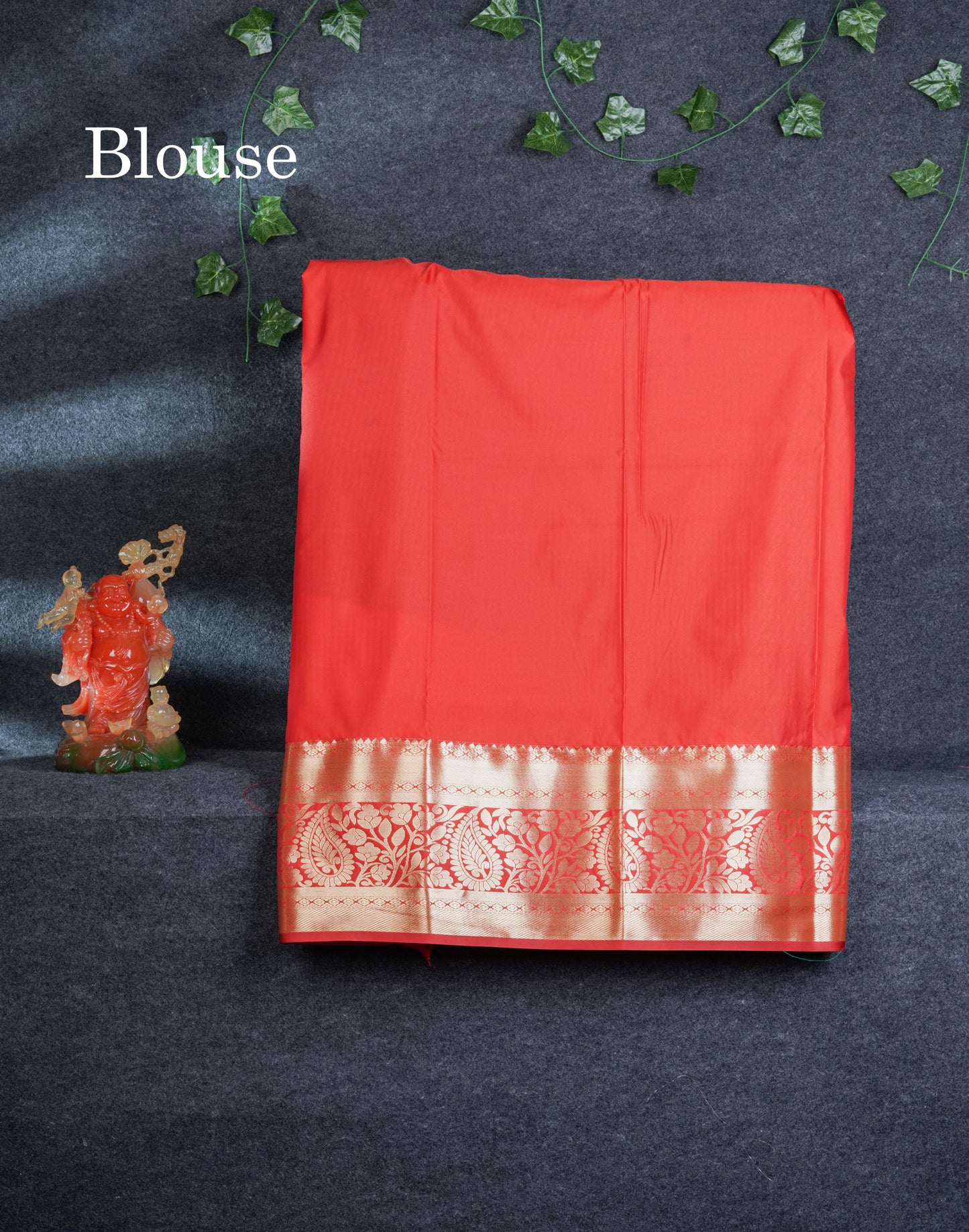 Semi Silk Pattu Pavadai (Bottle Green) With Contrast Chilly Red Blouse 45"