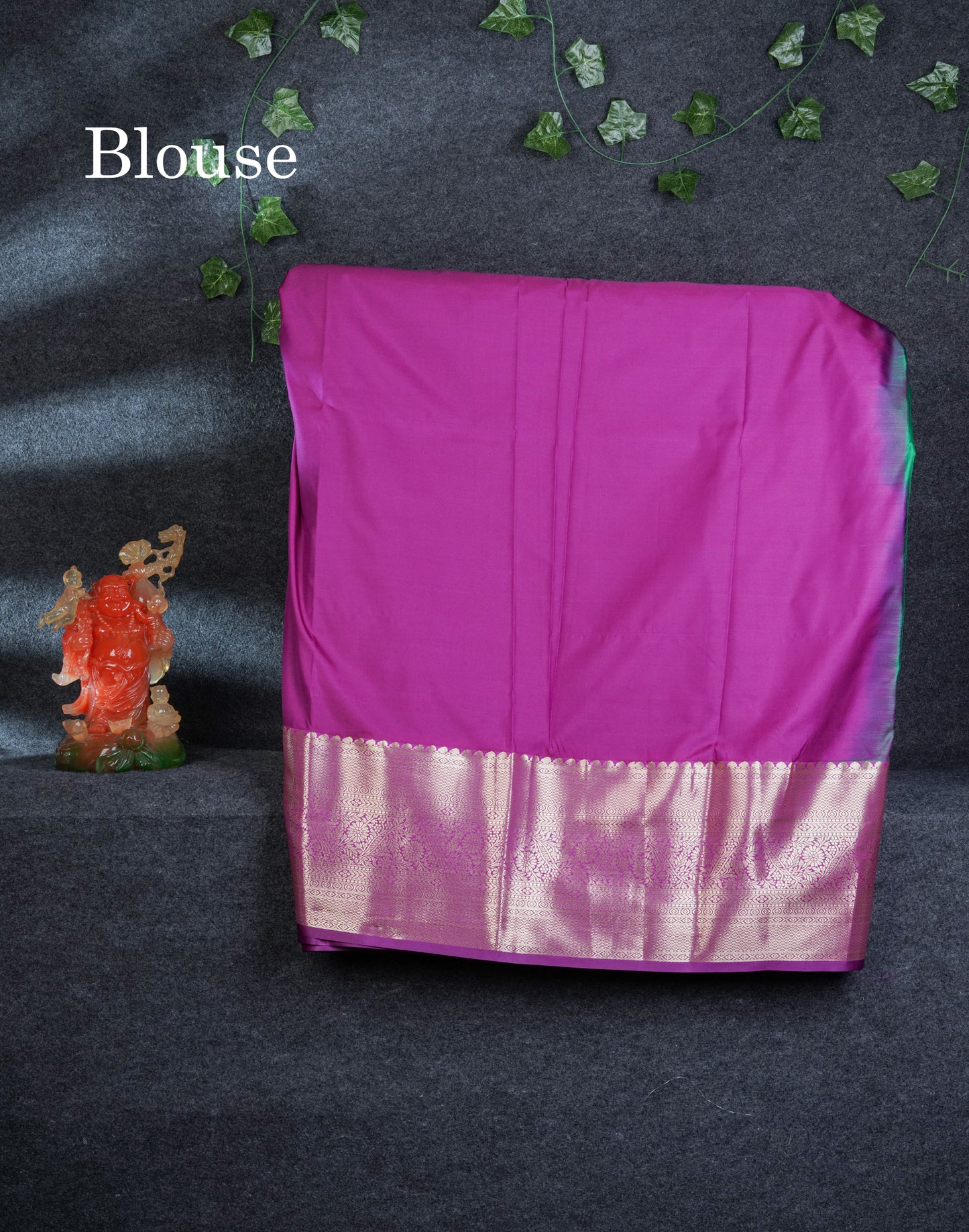 Semi Silk Pattu Pavadai (Saffire Green) With Contrast Purple Blouse 45"