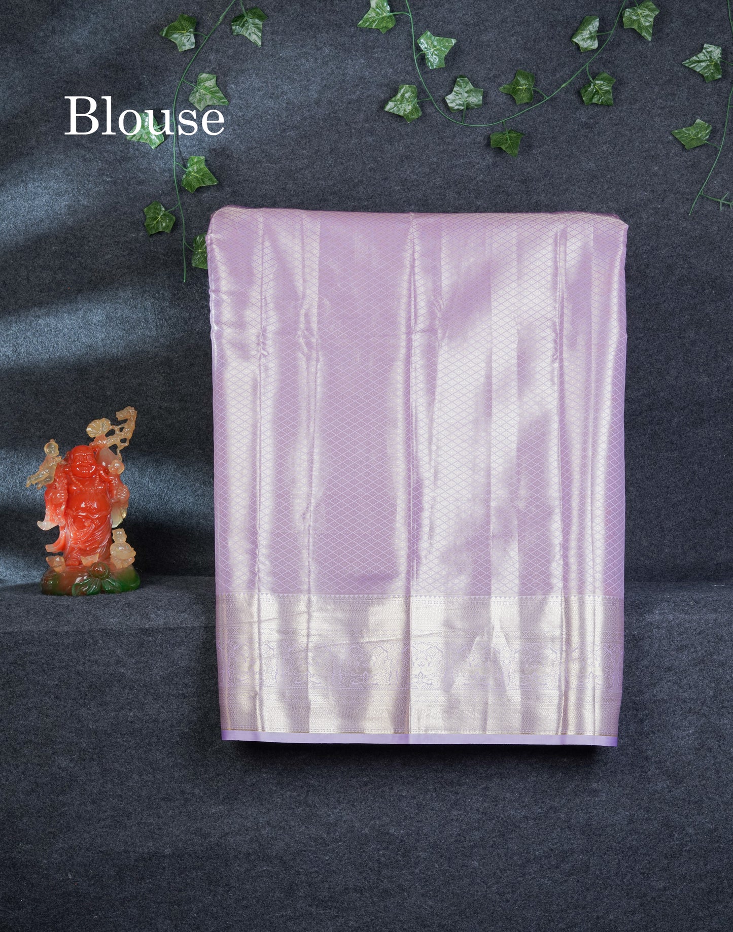Semi Silk Pattu Pavadai Tissue (Orange) With Contrast Lavender Blouse 45"