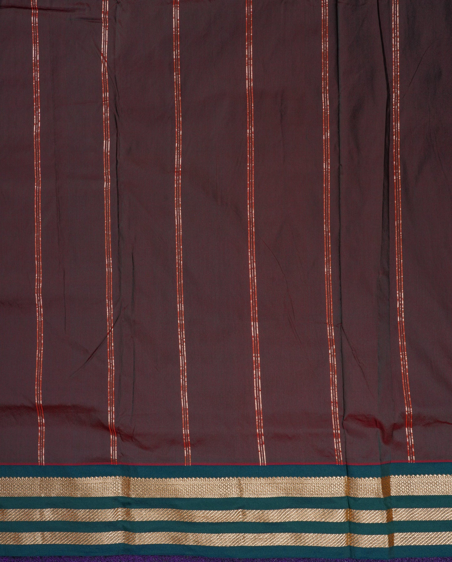 9.5 Yards Semi Silk Saree Pink with Contrast Bottle Green Traditional Border
