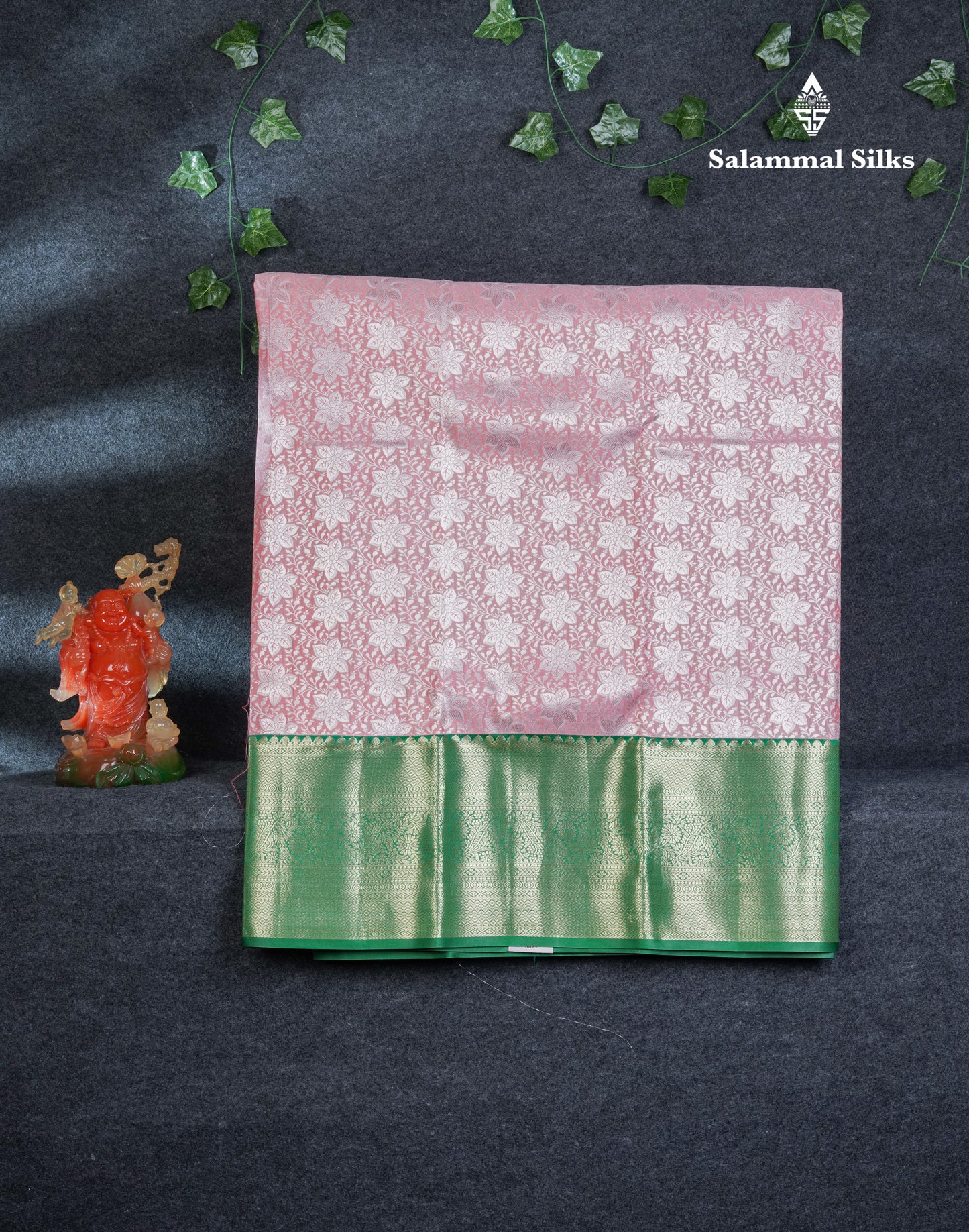 Semi Silk Pattu Pavadai (Saffire Green) With Contrast Purple Blouse 45"