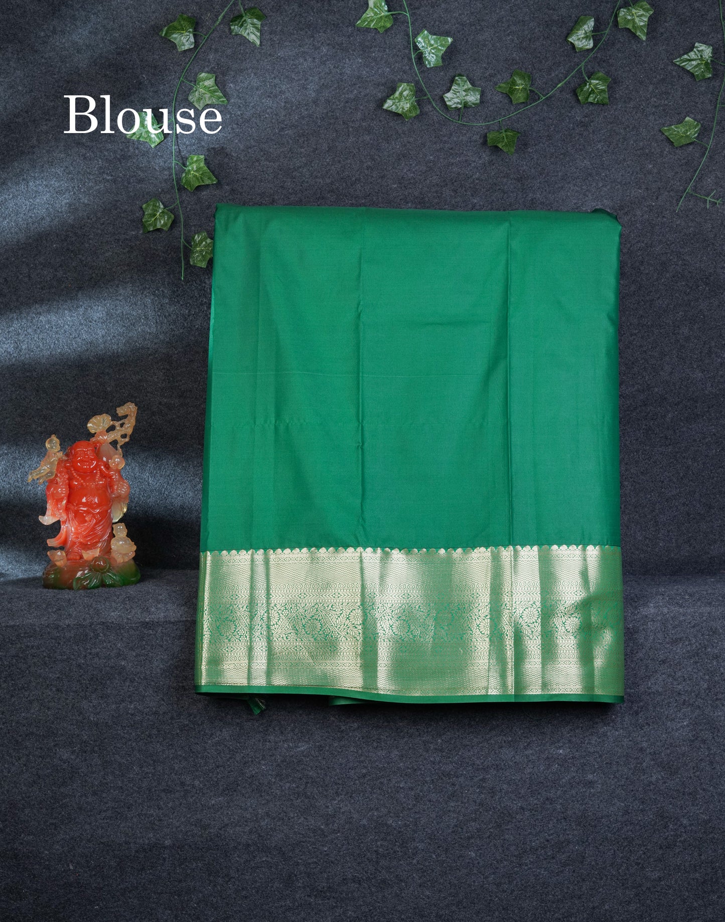 Semi Silk Pattu Pavadai (Saffire Green) With Contrast Purple Blouse 45"