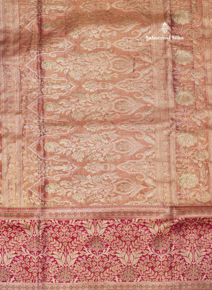 Light Green Bridal Pure Kanjivaram Tissue Silk Saree with Contrast Red Border
