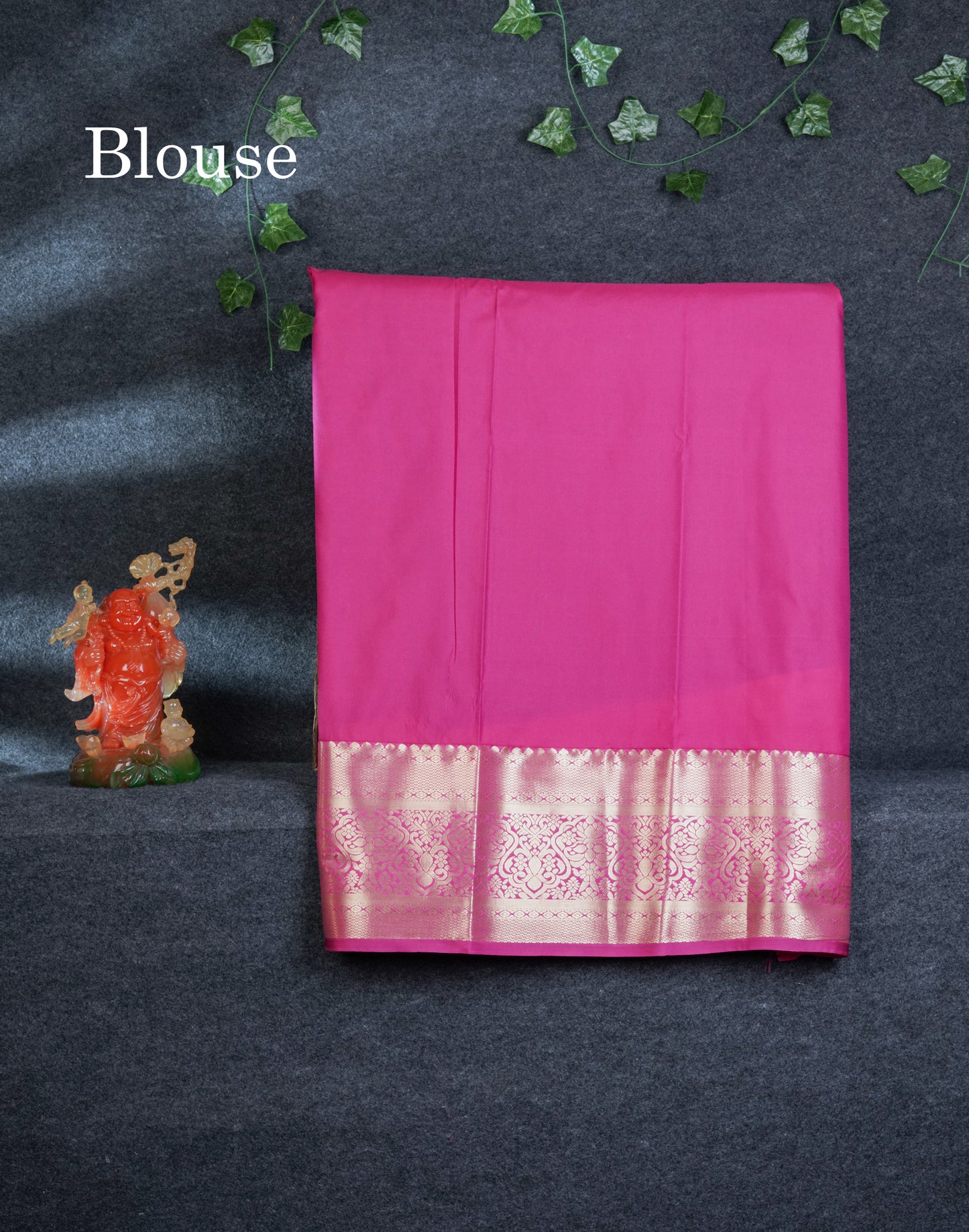 Semi Silk Pattu Pavadai (Bottle Green) With Contrast Magenta Pink Blouse 44"