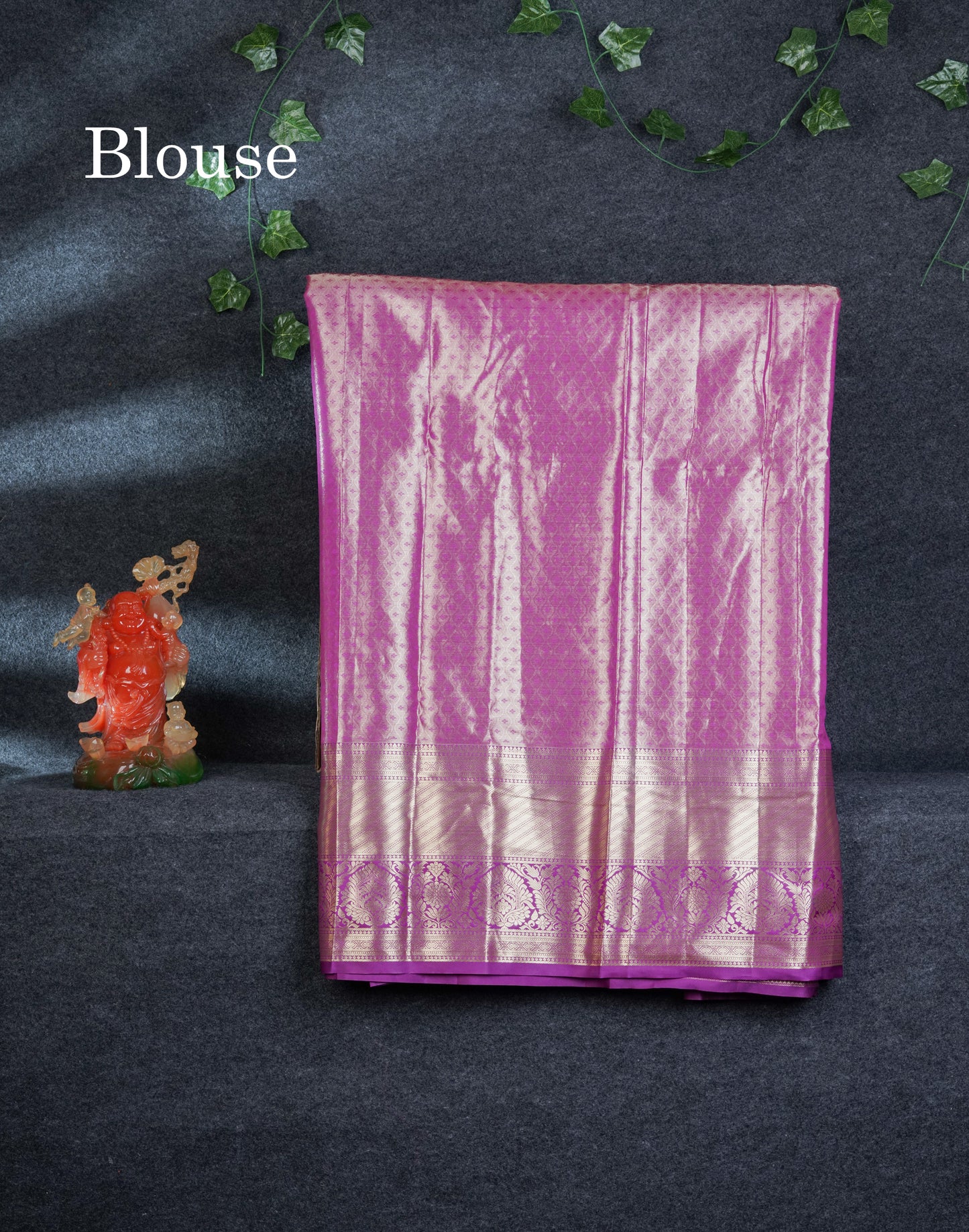 Semi Silk Pattu Pavadai Tissue (Half White) With Contrast Dark Purple Blouse 45"