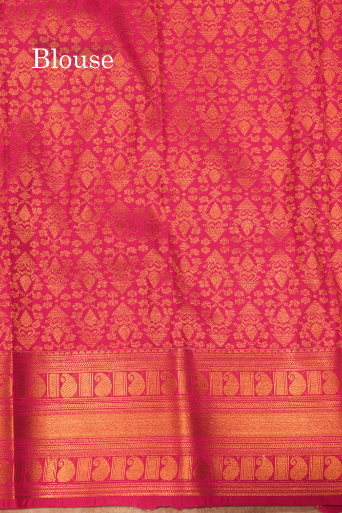 Red Colour Semi Silk Saree With Copper Zari Border