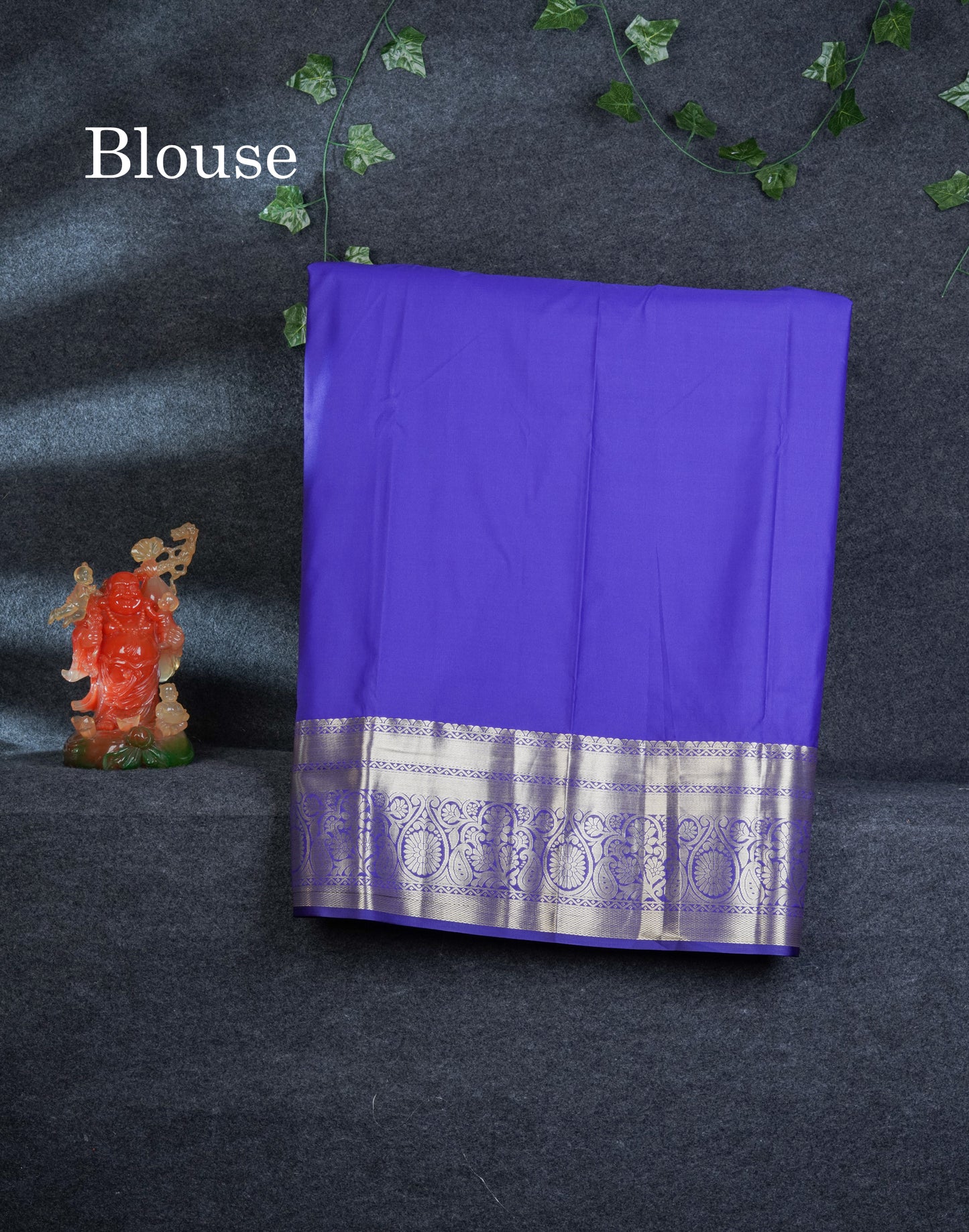Semi Silk Pattu Pavadai (Light Peach) With Contrast Violet Blouse 44"