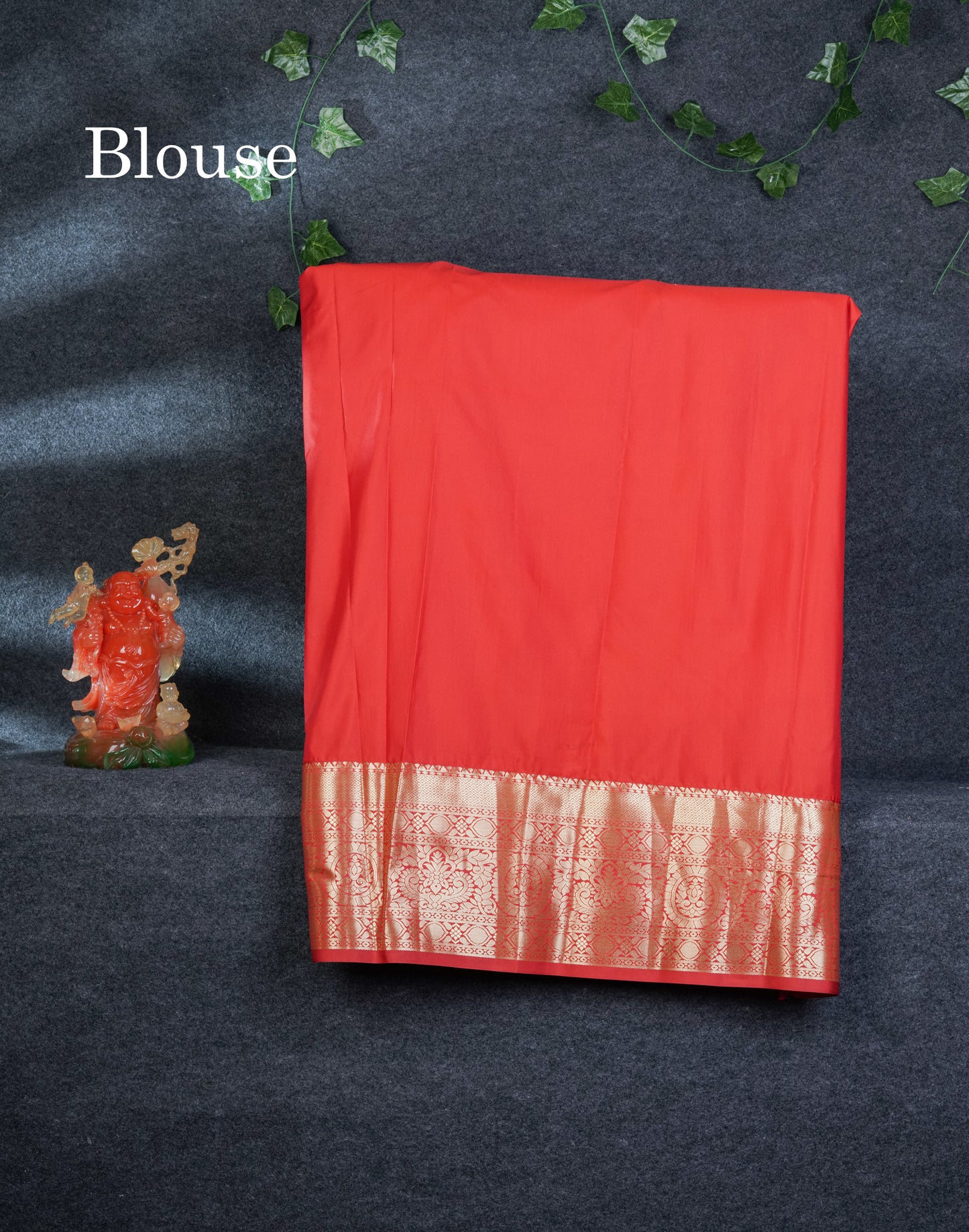 Semi Silk Pattu Pavadai (Yellow) With Contrast Chilly Red Blouse 44"