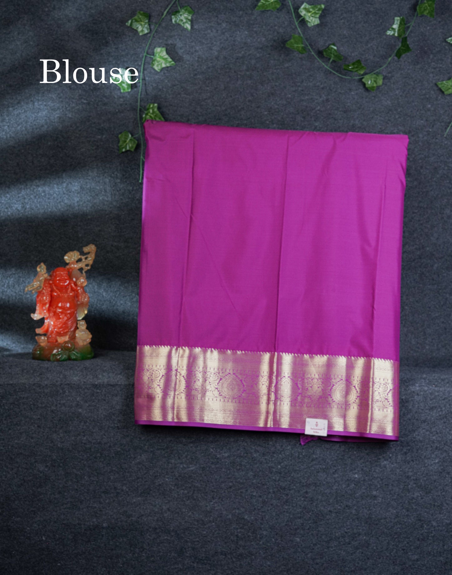 Semi Silk Pattu Pavadai ( Dark Elaichi Green ) With Violet Blouse 44"