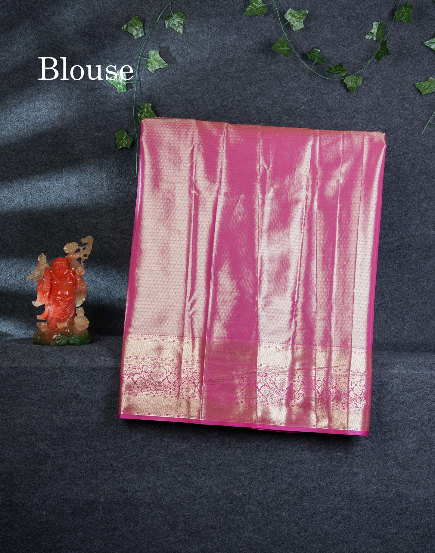 Semi Silk Pattu Pavadai Tissue (Mustard Yellow) With Contrast Magenta Pink Blouse 45"