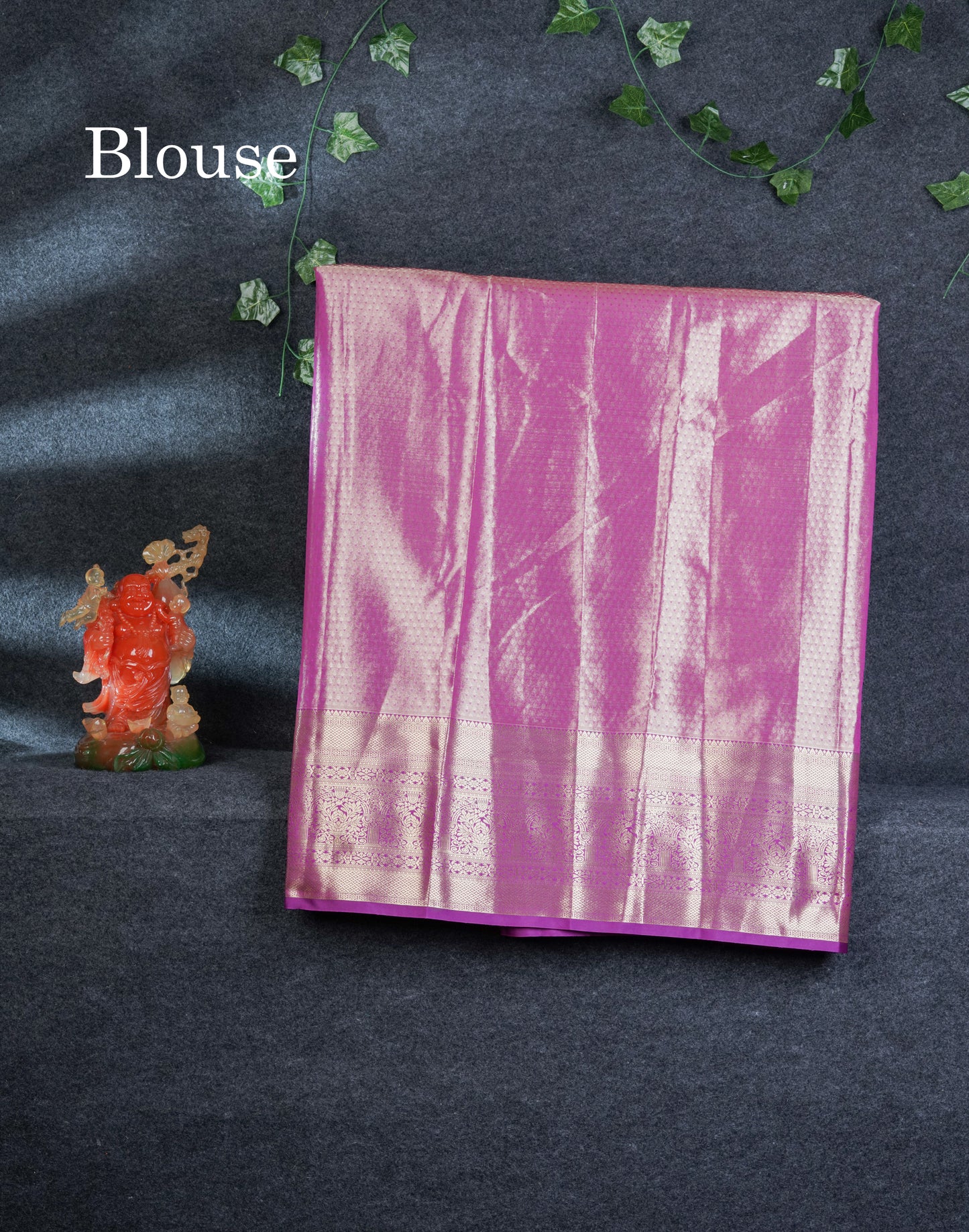 Semi Silk Pattu Pavadai Tissue (Light Green) With Contrast Purple Blouse 45"